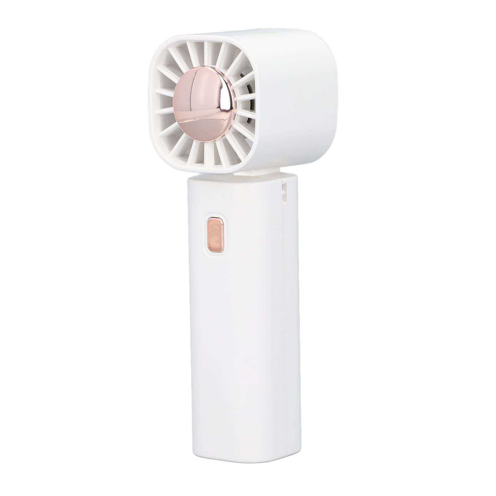Heayzoki USB Type C Rechargeable Handheld Fan - 3-Speed Portable Mini Personal Cooling Fan with Hanging Hook | Lightweight & Quiet for Office, Travel, Camping, Gym, Beach, Baby Stroller | Perfect for Hot Weather, Workouts, Commuting, Outdoor Activities & Home Use (White) | Stay Cool During Summer, Work From Home, Hiking, Picnics & Daily Errands
