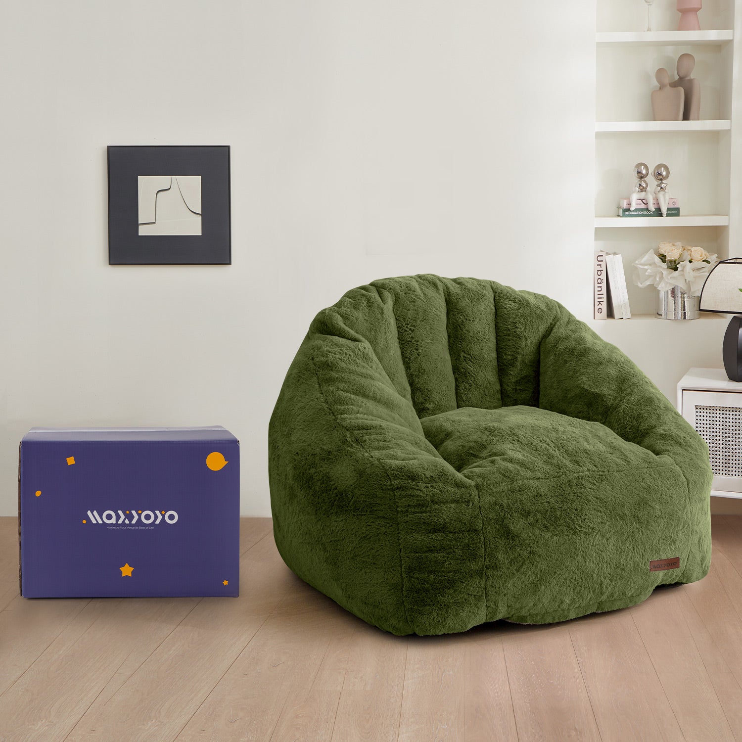 MAXYOYO Giant Bean Bag Chair - Oversized Faux Fur Shell Design with Premium Filler | Ultra Comfortable Lounge Chair for Living Room, Bedroom, Game Room & Dorm