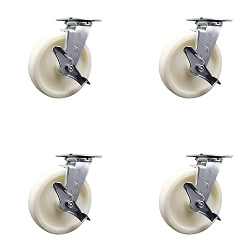 4 Swivel - Top Lock Brakes - White