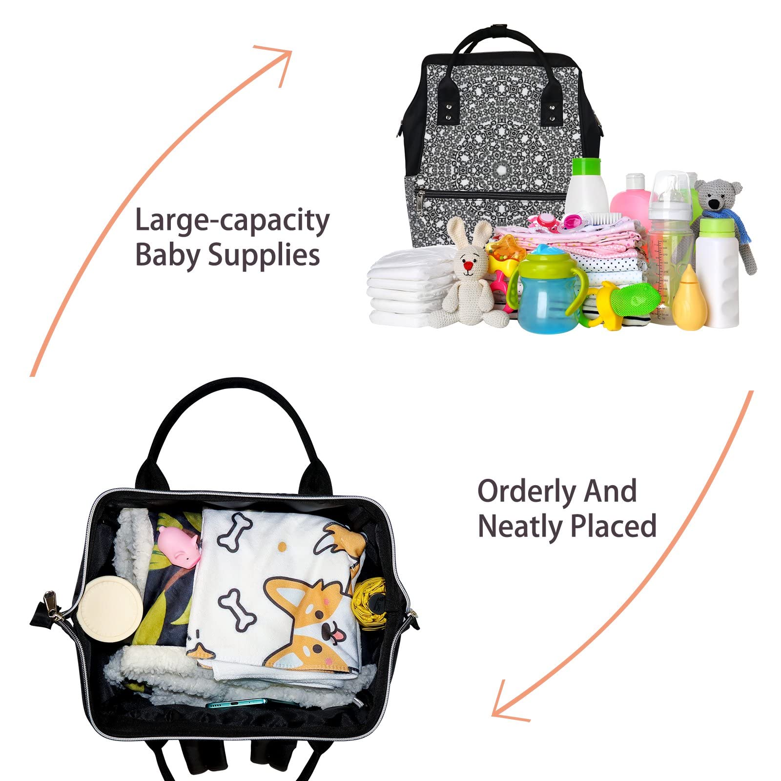 Vintage Mandala Diaper Backpack - Waterproof Baby & Laptop Bag for Travel