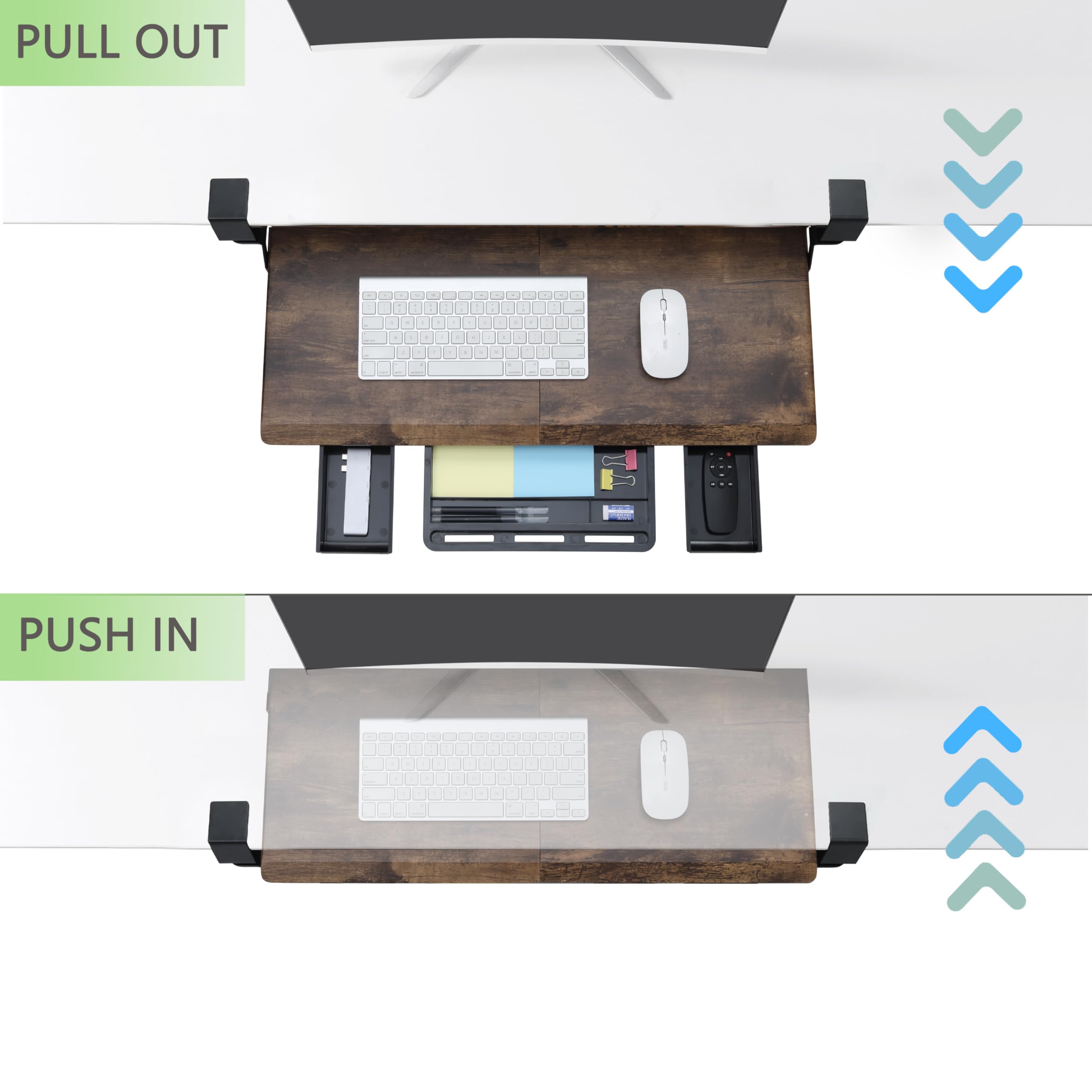 Ergonomic Under Desk Keyboard Tray - Slide-Out Wooden Platform with C-Clamp for Home & Office Workspace