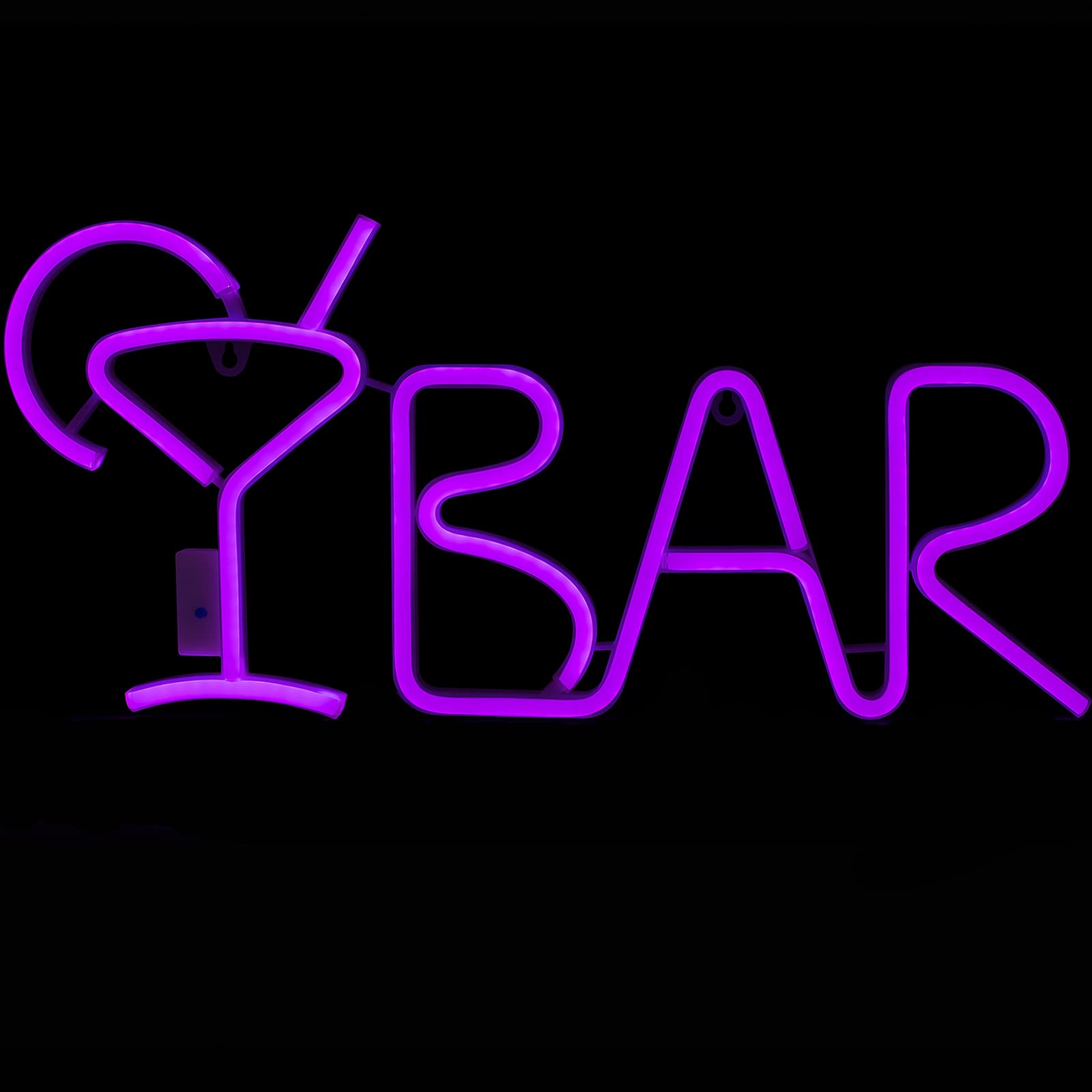 21x10 Inch Neon Bar Sign - 8 LED Lighting Modes with Remote Control, USB/AA Battery Powered Wall Decor for Home Bars, Birthday Parties & Christmas (Purple) | Perfect for Man Cave, Game Room & Nightclub Atmosphere
