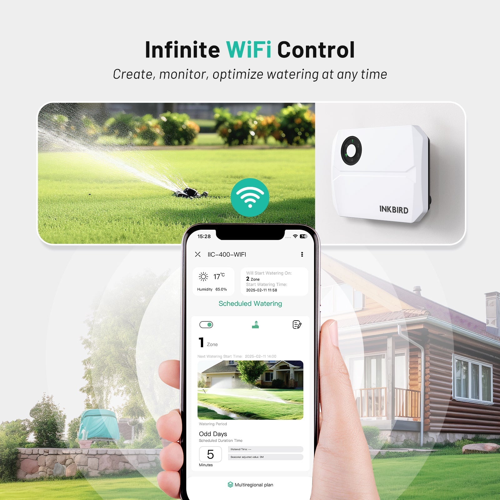 4 Zone Smart WiFi Sprinkler Controller - Indoor/Outdoor Irrigation System for Lawns, Gardens & Landscaping | Compatible with Alexa & Google Home | Weather-Based Watering & Remote Control via App