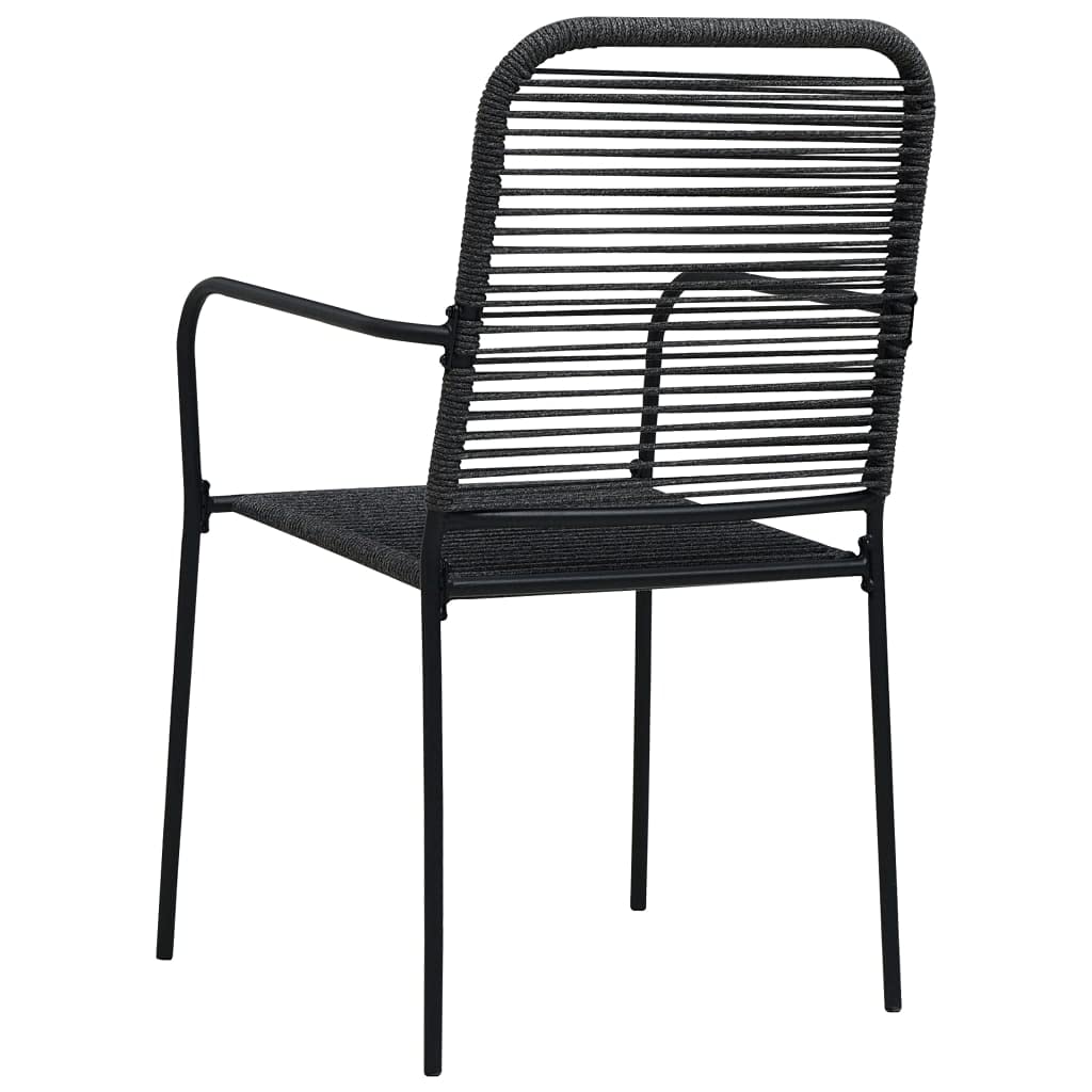 Modern 5-Piece Outdoor Patio Furniture Set - Black Steel Frame with Cotton Rope - Conversation & Dining Set for Home, Lawn, Balcony - Perfect for Backyard BBQs, Poolside Relaxation & Garden Parties