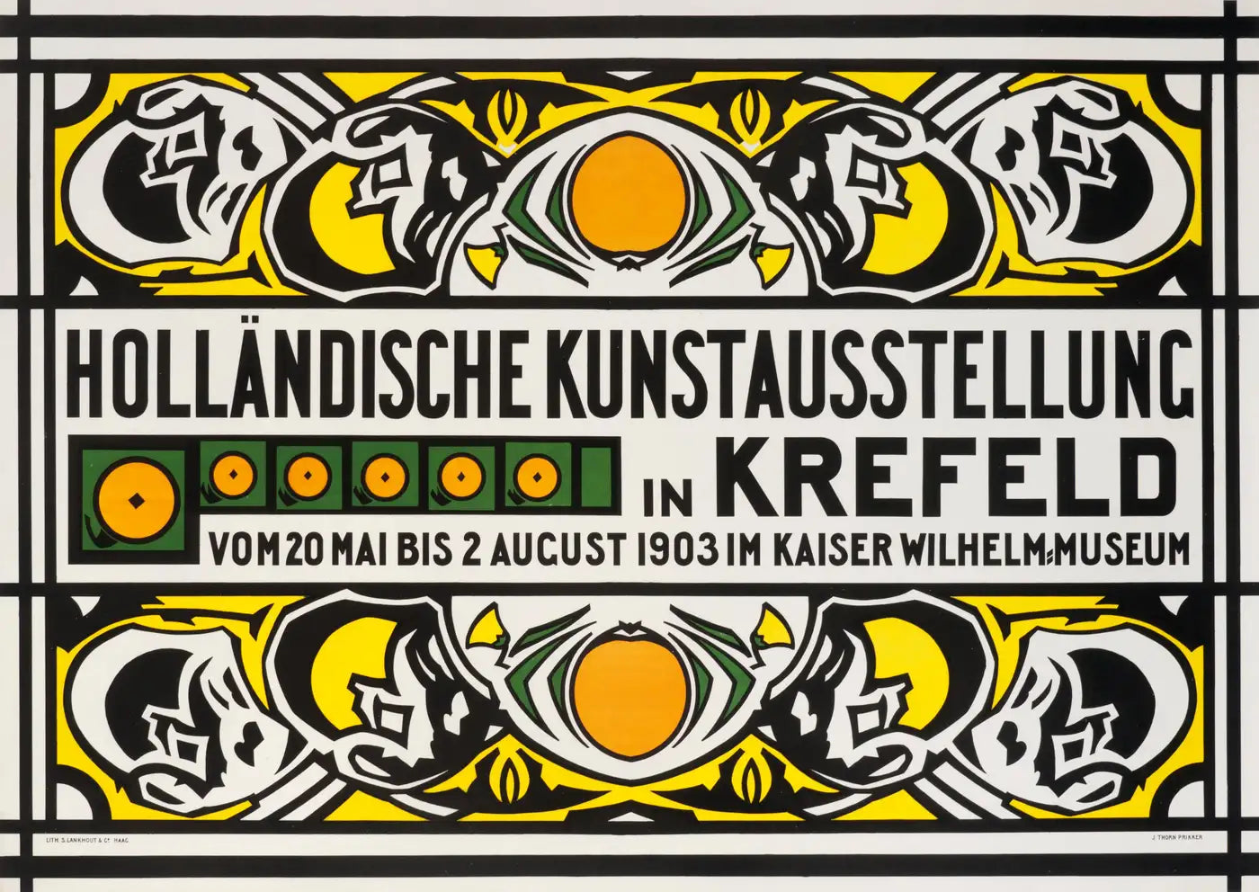 1903 Vintage Dutch Art Nouveau Exhibition Poster - Holländische Kunstausstellung in Krefeld by Thorn Prikker - Antique Art Print for Home Decor, Gallery Wall & Vintage Collectors