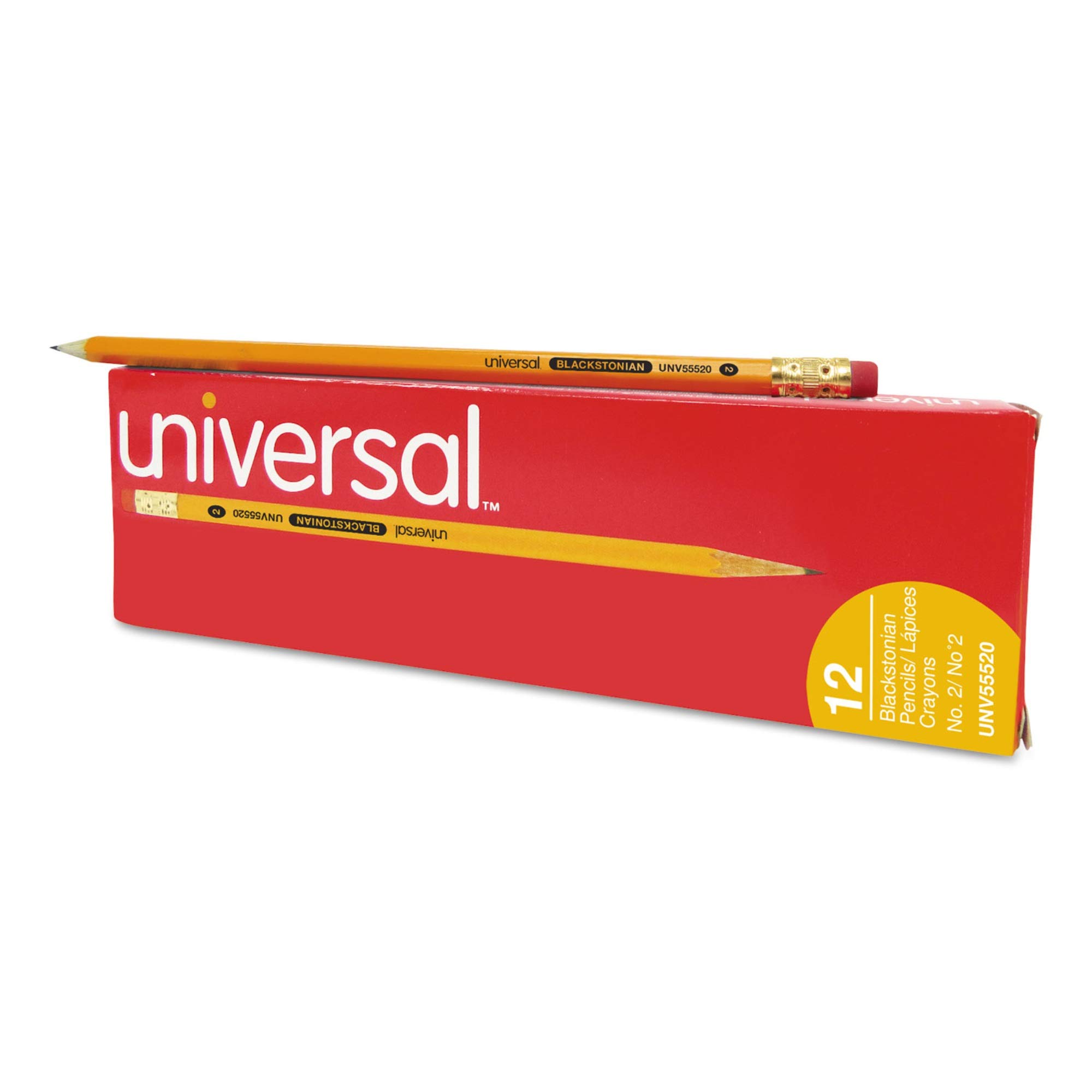 Blackstonian HB #2 Pencils - Medium Soft Core, Yellow Barrel, Pack of 12 - Perfect for School, Office & Sketching