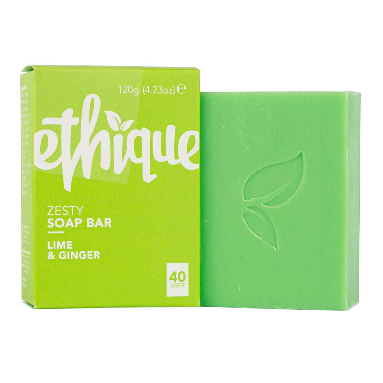 Ethique Lime & Ginger Moisturizing Body Wash Bar - Vegan, Plastic-Free, Compostable Soap with Coconut & Olive Oil for All Skin Types (2-Pack, 4.2oz Each) - Perfect for Eco-Conscious Showering & Travel
