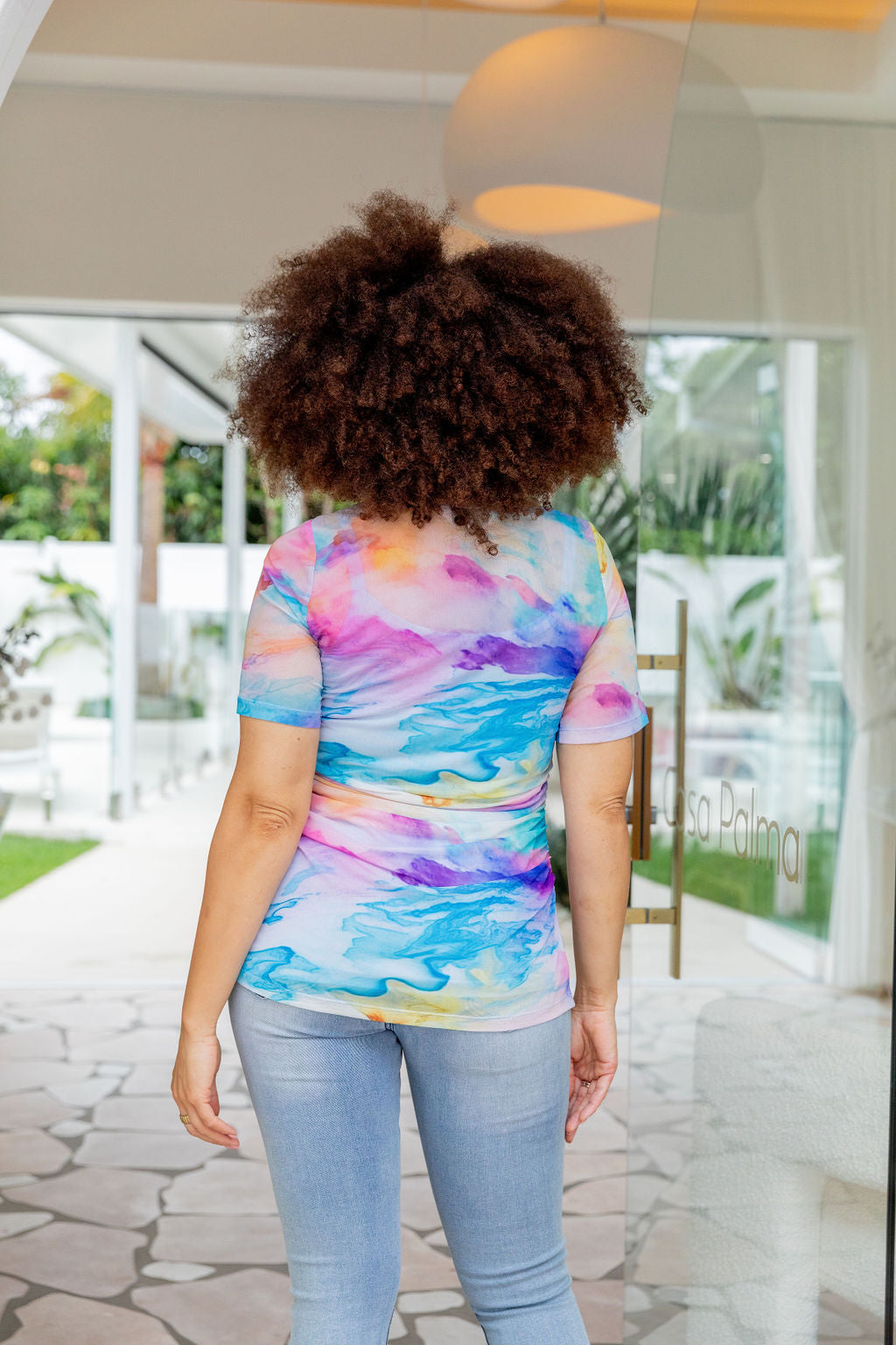 Darla Mesh Top for Women - Breathable Ocean Blue Summer Blouse | Perfect for Beach, Party & Casual Outfits