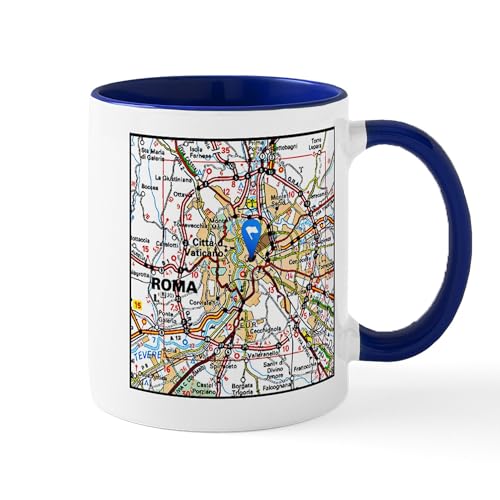 White/Navy Inside - Map Of Rome Italy Mugs
