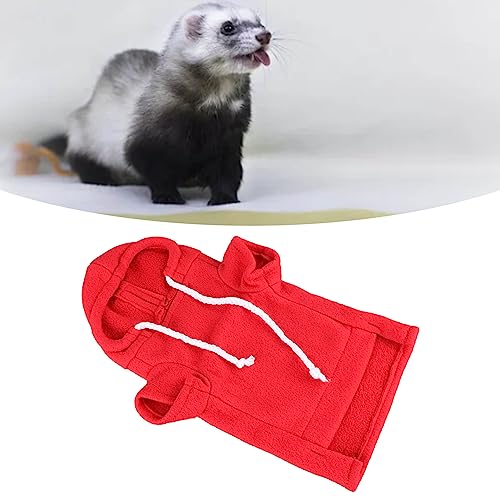 Pssopp Red Polyester Hoodie Sweater with Sleeves & Hat for Ferrets, Rabbits, Chinchillas - Cozy Pet Outfit for Small Animals (Red) - Perfect for Indoor Playtime, Photo Shoots & Cold Weather