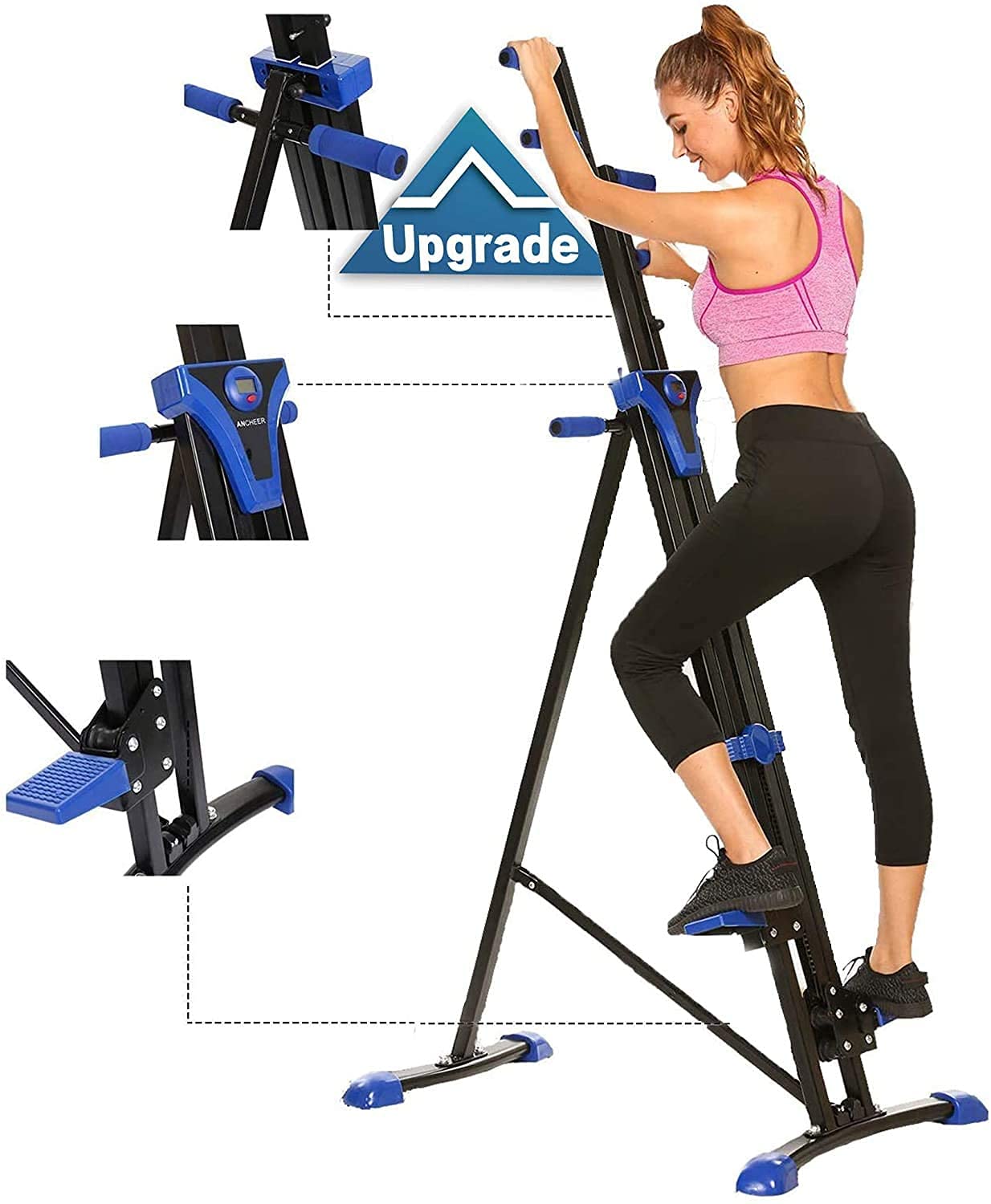 Vertical Climber Exercise Machine - Foldable Home Gym Cardio Equipment with 5-Level Resistance for Full Body Workout - Perfect for Home Fitness, Weight Loss & Toning