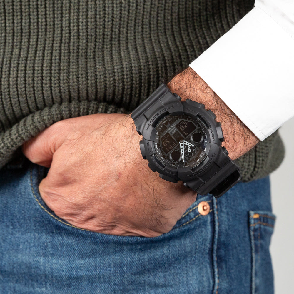 Casio G-Shock GA100-1A1 Digital Analog Watch for Men - Rugged Military Style, Shock Resistant, Waterproof - Perfect for Outdoor Sports, Hiking, and Adventure Activities