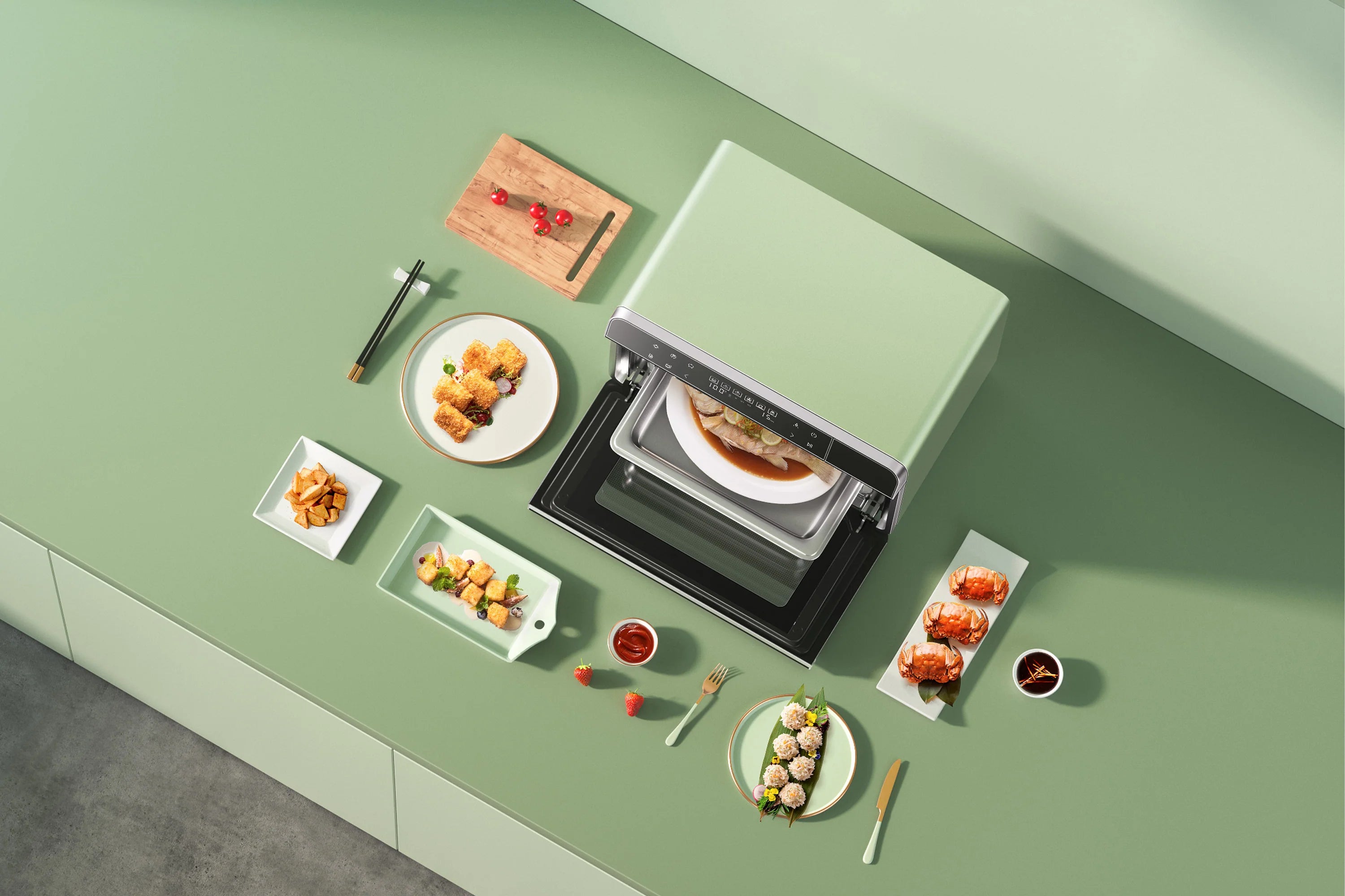 ROBAM R BOX CT763 Countertop Oven - 12-in-1 Convection Toaster Oven with Air Fryer, Dehydrator & Rotisserie | Perfect for Baking, Roasting & Meal Prep in Small Kitchens