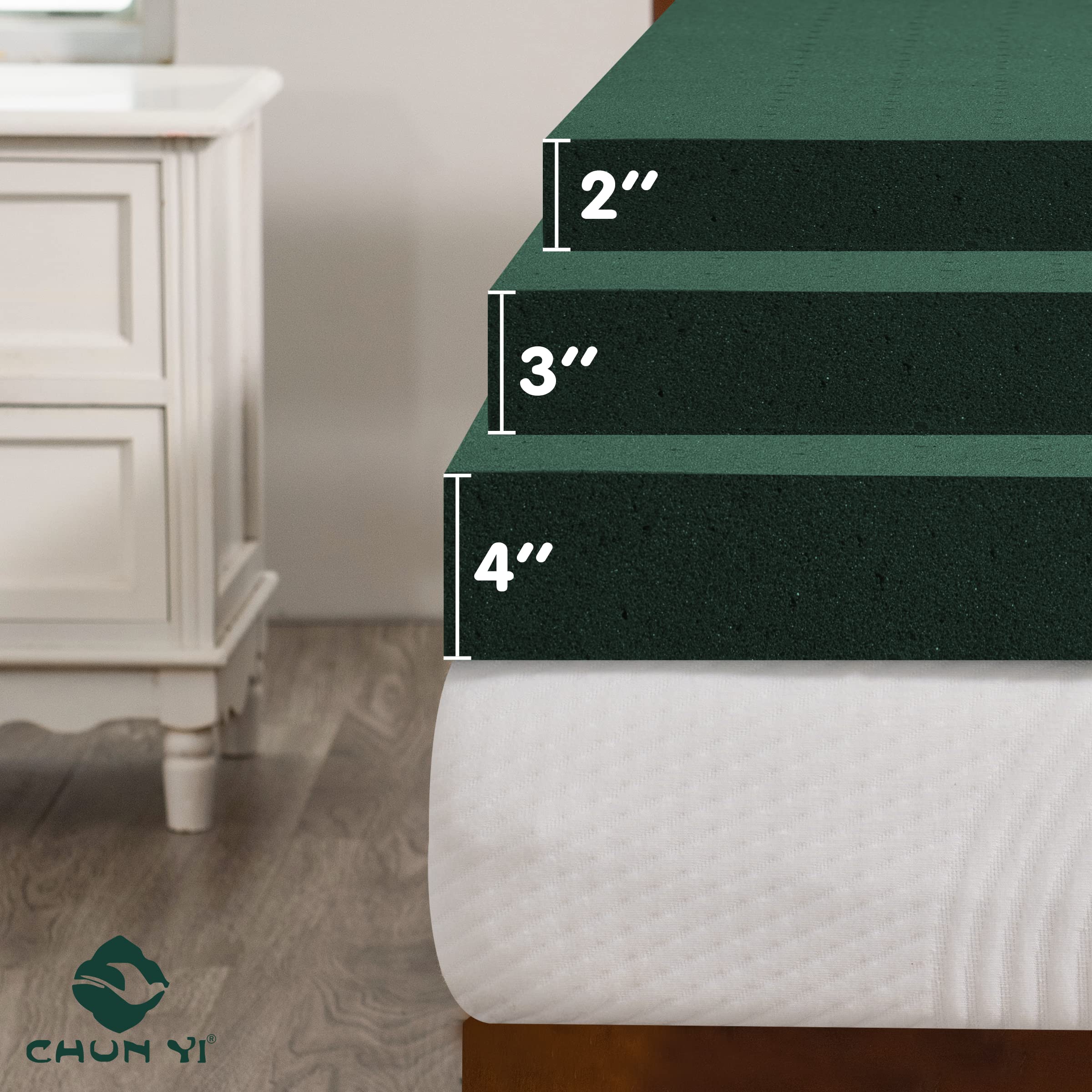CHUN YI 2 Inch King Size Cooling Gel Memory Foam Mattress Topper - Pressure Relief & Temperature Regulation for Back Pain Relief - Perfect for Hot Sleepers, Bedroom Comfort Upgrade & Guest Room Essentials