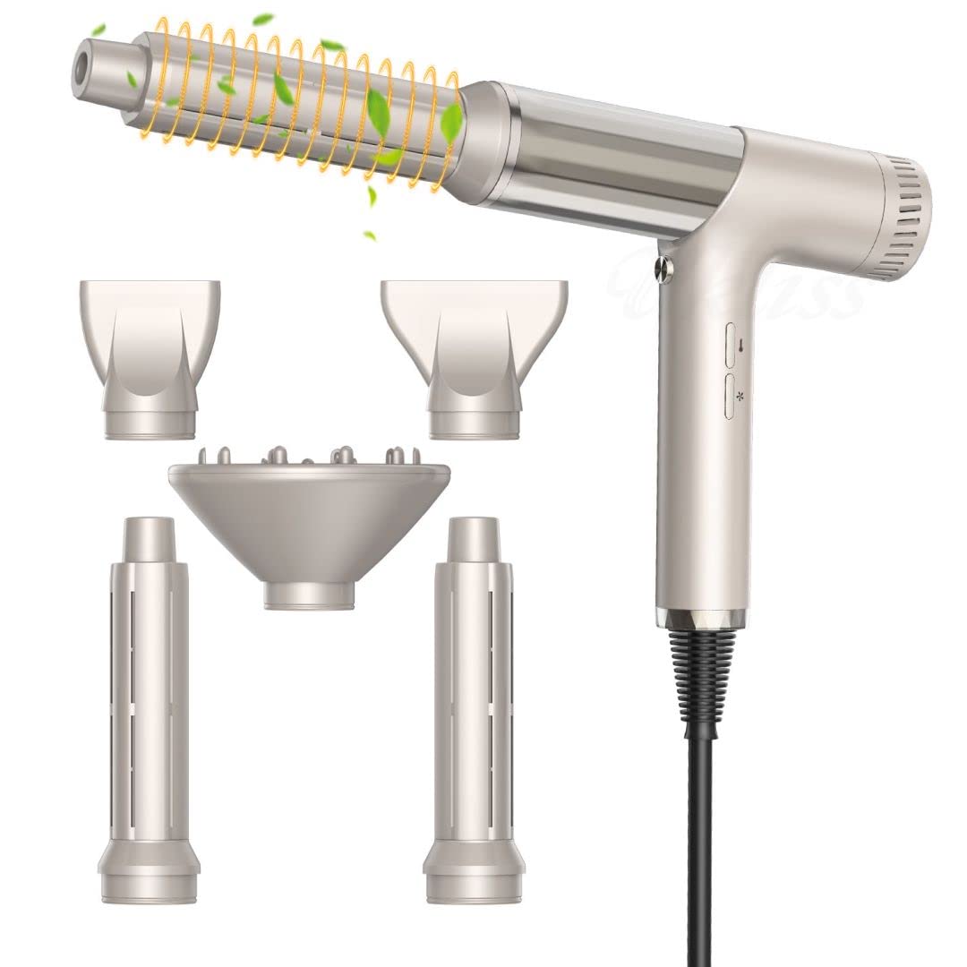 High-Speed Hair Styler & Drying Brush - 110,000 RPM Hot Air Brush with Diffuser, Concentrator Attachment & Oval Curling Wand for Salon-Quality Styling at Home (Silver) | Perfect for Daily Styling, Volume Boost & Smoothing Frizz-Free Hair