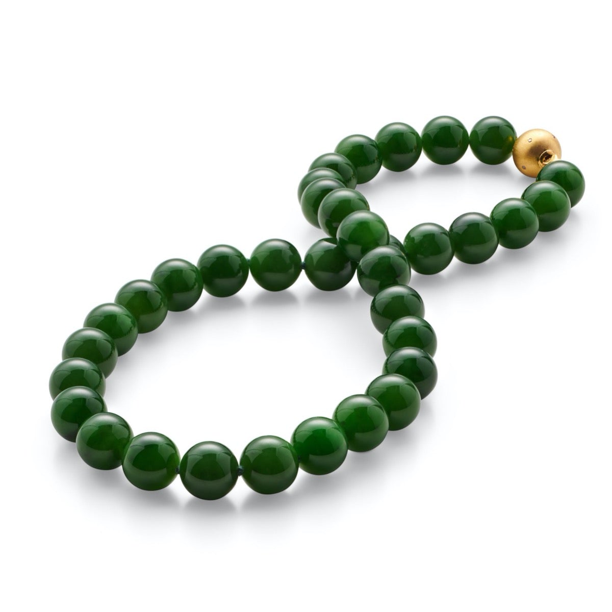12mm Green Nephrite Jade & Gold Necklace for Women - Elegant Handmade Jewelry Gift for Birthday, Anniversary & Special Occasions