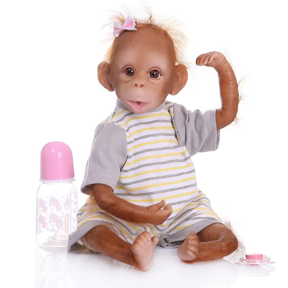 16 Inch 40cm Realistic Reborn Baby Doll - Handmade Soft Silicone & Cotton Body, Lifelike Toddler Monkey Doll - Perfect for Gift Giving, Collecting & Pretend Play (I)