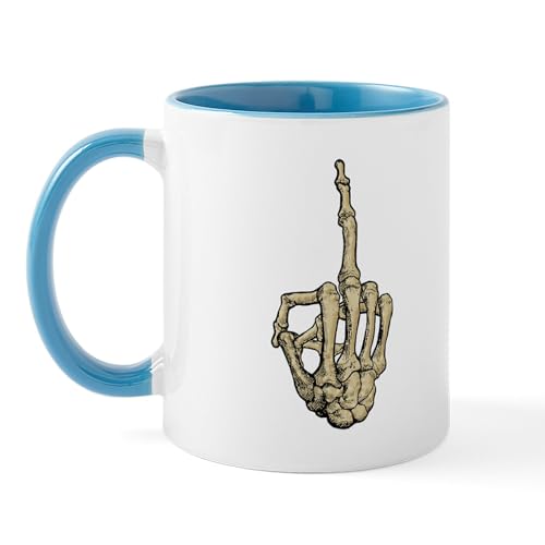 White/Blue Inside - Skeleton Middle Finger Mug