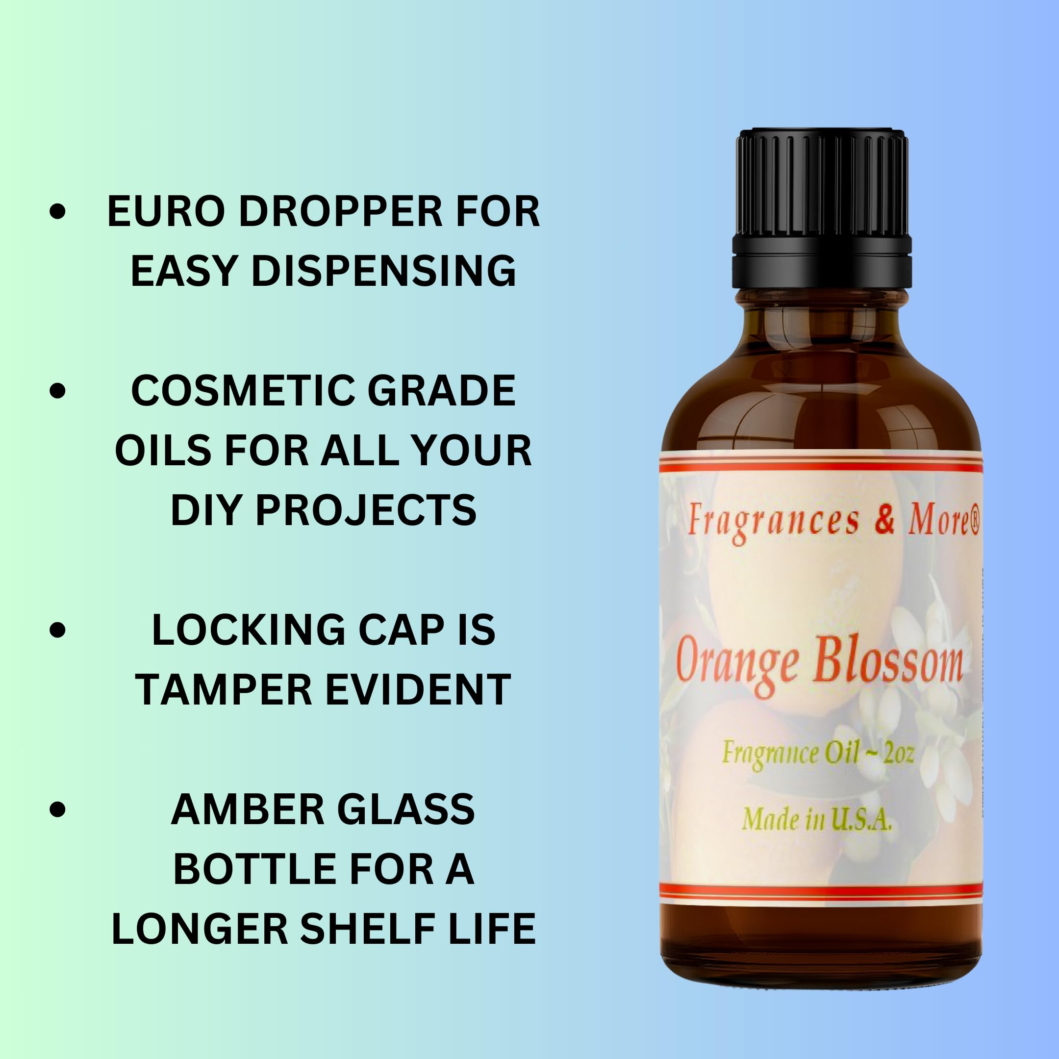 Premium Orange Blossom Fragrance Oil - 2oz (60ml) for Candle Making, Soap Making & Aromatherapy | Home Scented Oil for Diffusers, Bath Bombs & DIY Crafts | Relaxing Floral Aroma for Spa, Yoga & Meditation