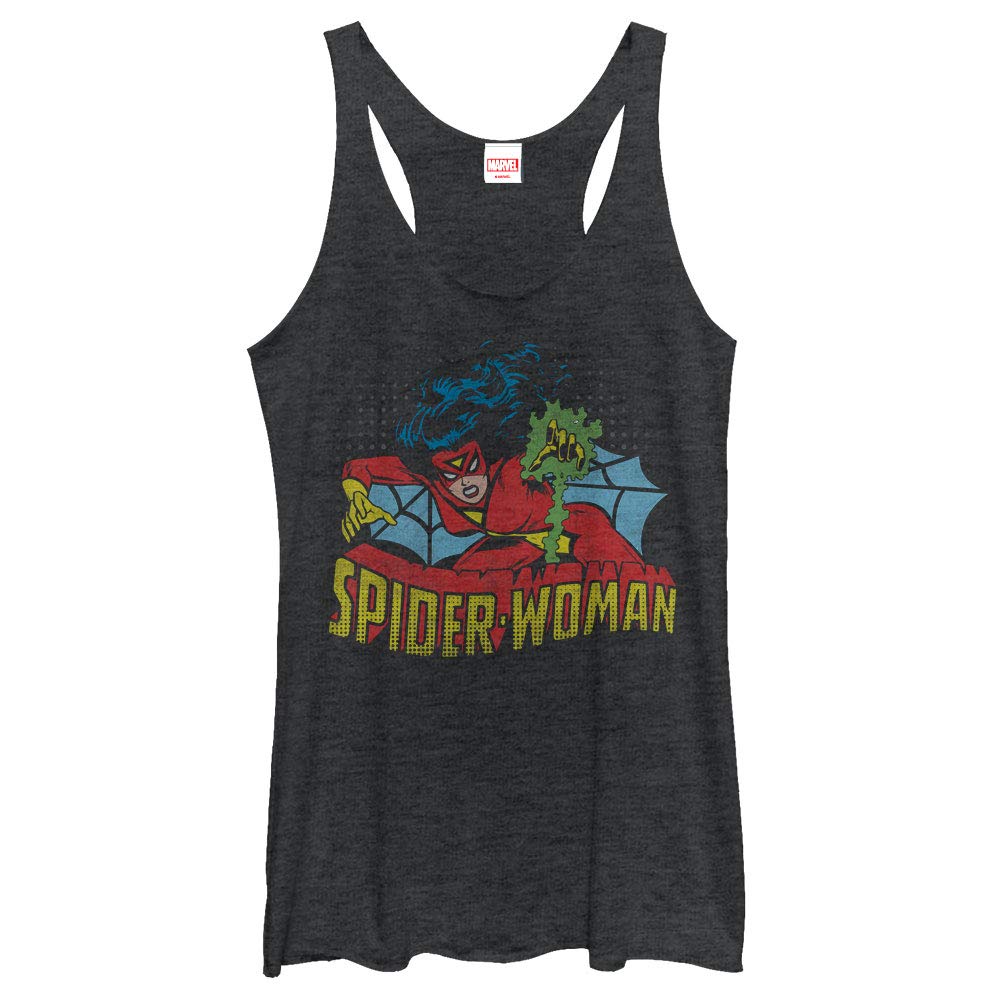 Marvel Spider Web Women's Racerback Tank Top - Superhero Graphic Tee for Casual Wear, Cosplay & Comic Con Outfits