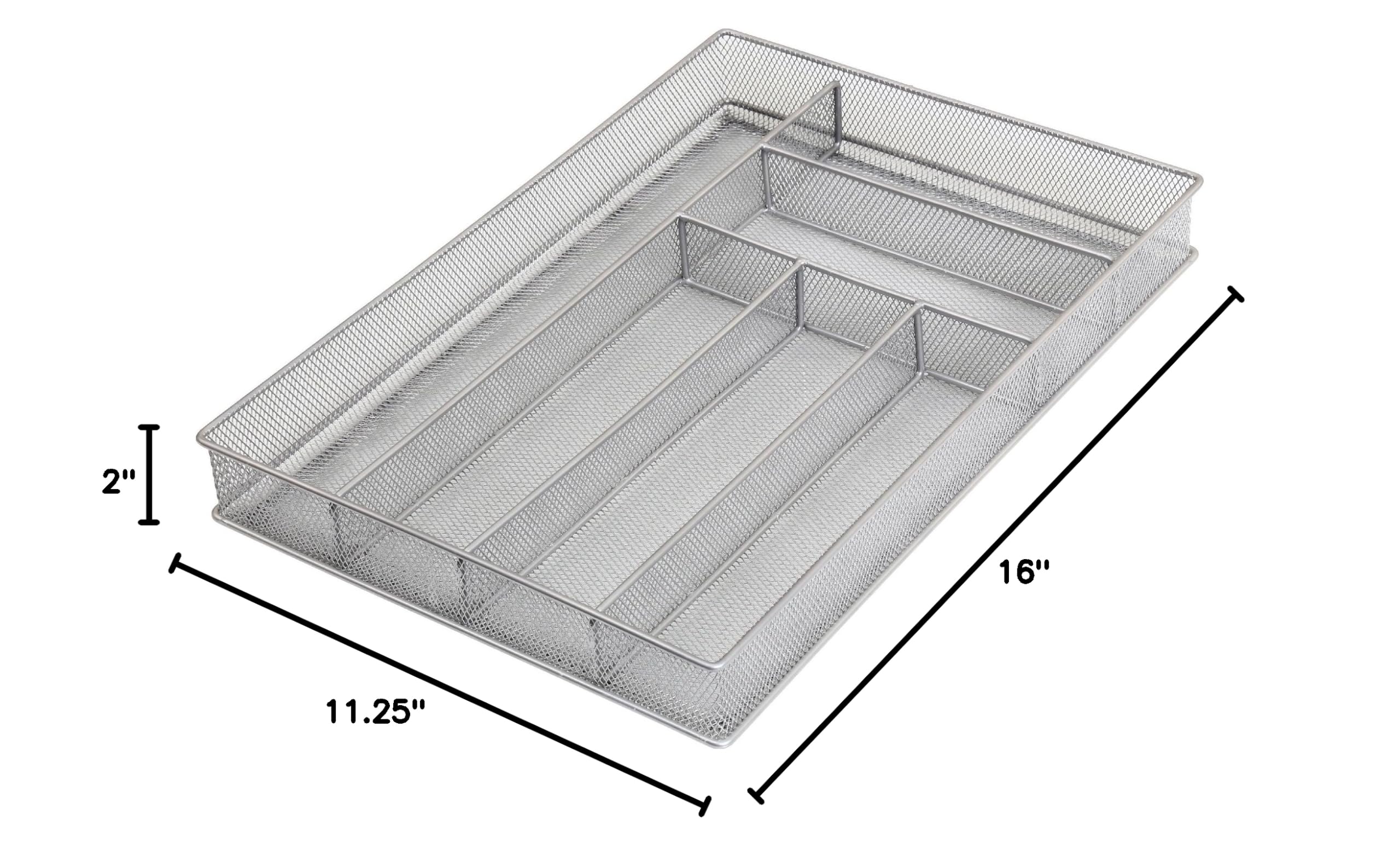Stainless Steel Silverware Tray Organizer - 6 Compartment Cutlery Drawer Insert for Kitchen Utensils & Office Supplies | Durable Mesh Utensil Organizer for Knives, Forks, Spoons | Perfect for Home, Restaurant & Office Organization