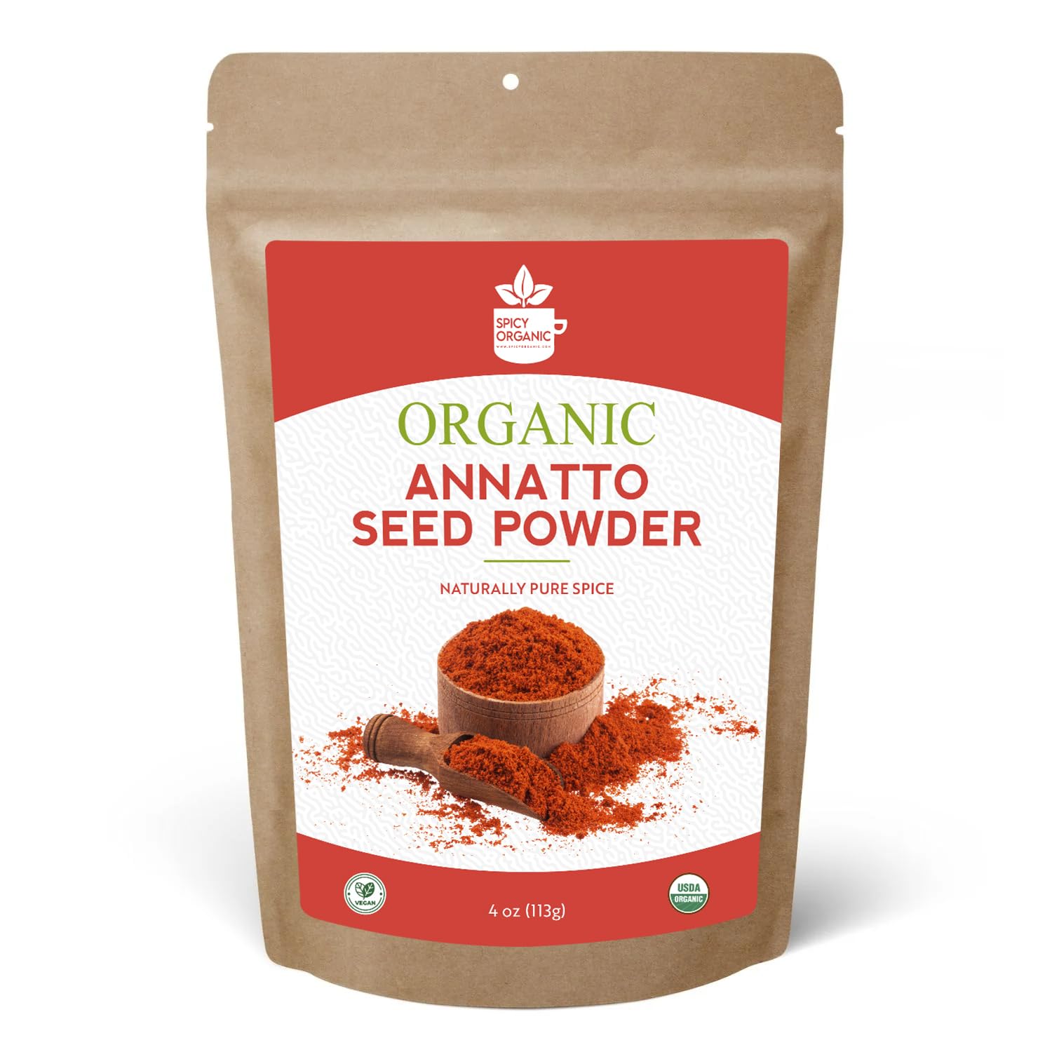 Organic Annatto Powder 4 oz - USDA Certified Ground Achiote Seed Spice for Seasoning, Cooking & Natural Food Coloring | Perfect for Latin, Caribbean & Filipino Cuisine, Rice Dishes & Marinades
