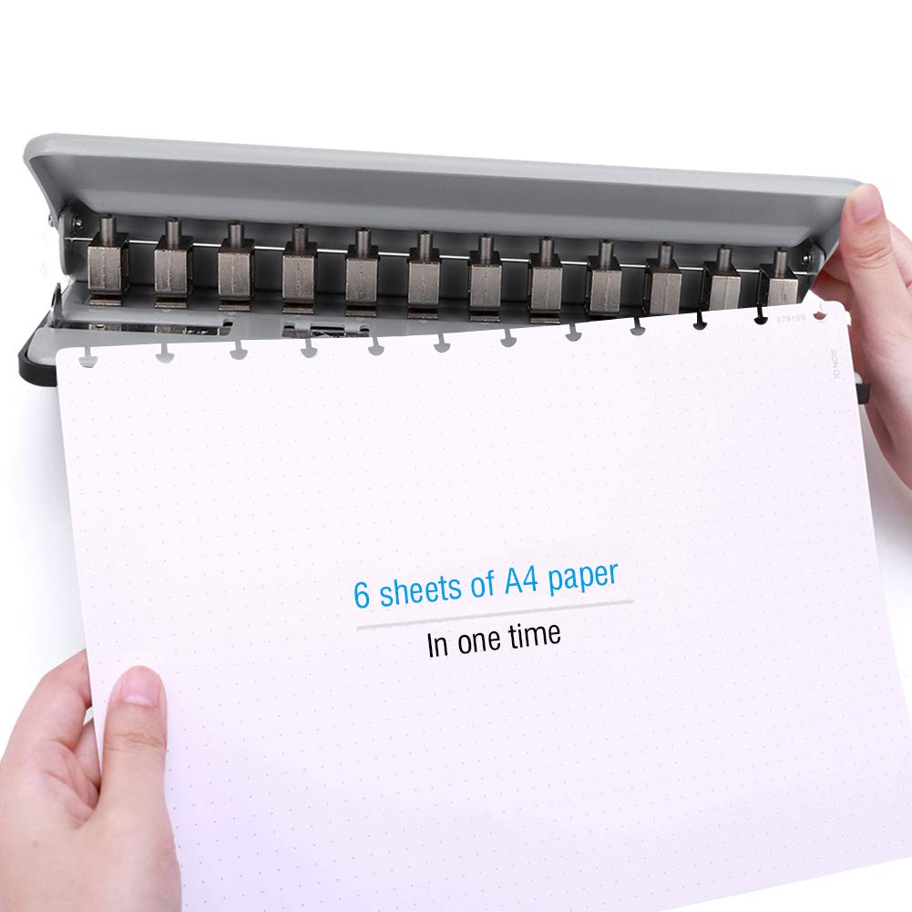 Ichiias Adjustable Mushroom Hole Punch for Paper - School & Office Supplies, Works with A4/B5/A5/A7 Paper & Newspapers (Gray) - Perfect for Crafting, Scrapbooking & Document Organization