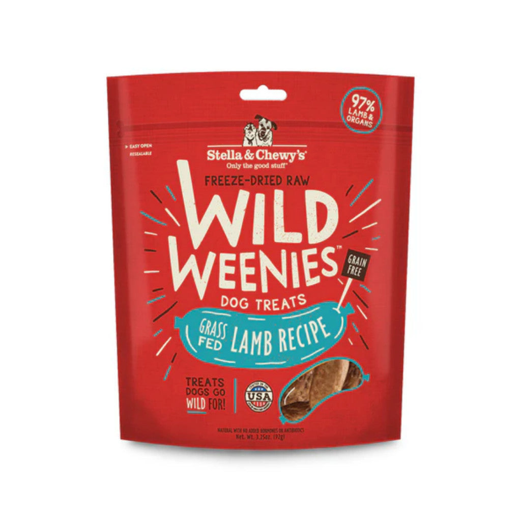 Stella & Chewy's Wild Weenies Freeze-Dried Dog Treats - 3.25oz Beef, Chicken, Duck & Lamb - Grain-Free, Protein-Rich Natural Snacks for Dogs - Perfect for Training, Rewards & On-the-Go Treats