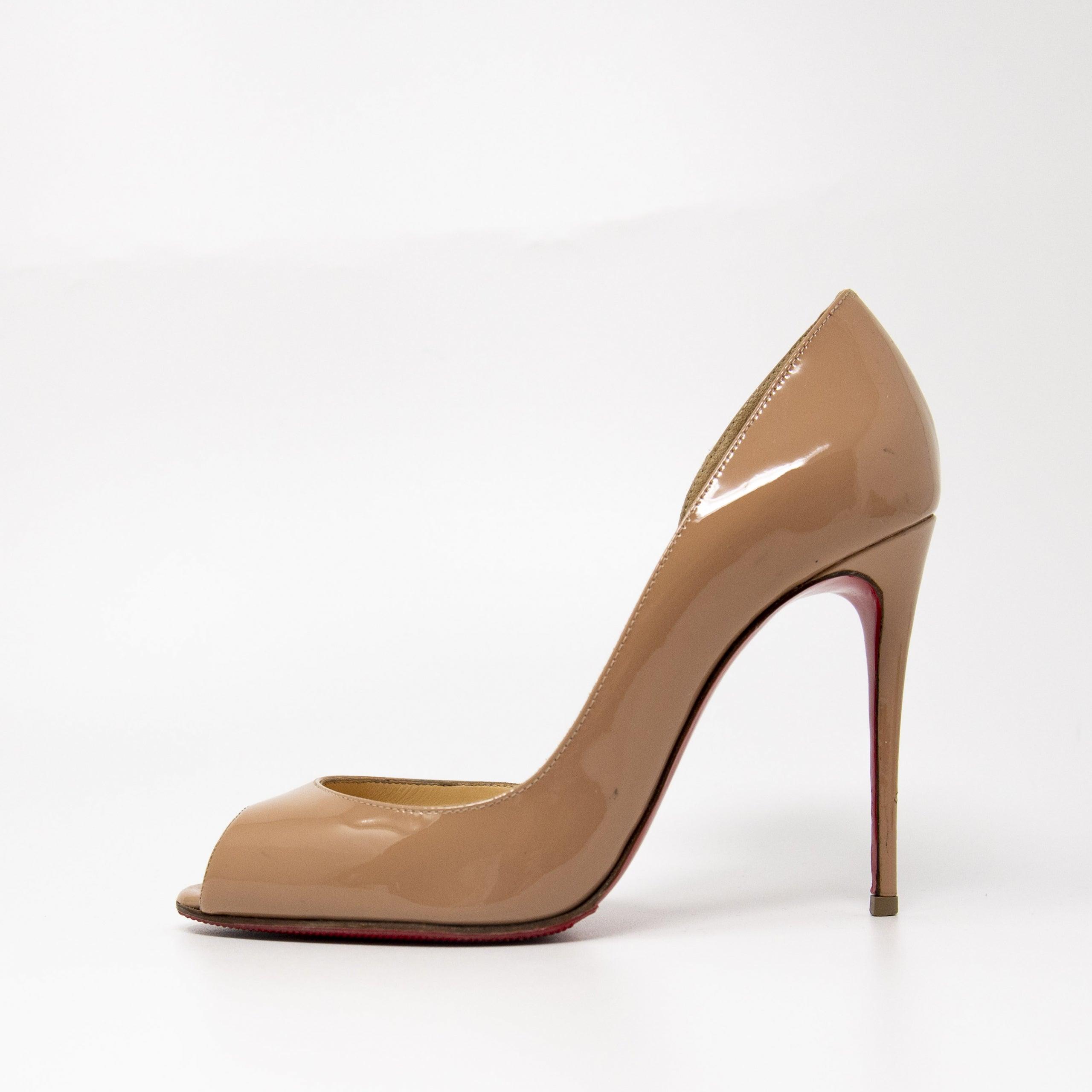Christian Louboutin Nude Patent Leather Demi You Pumps Women's Size 35.5 - Perfect for Weddings, Parties & Office Wear