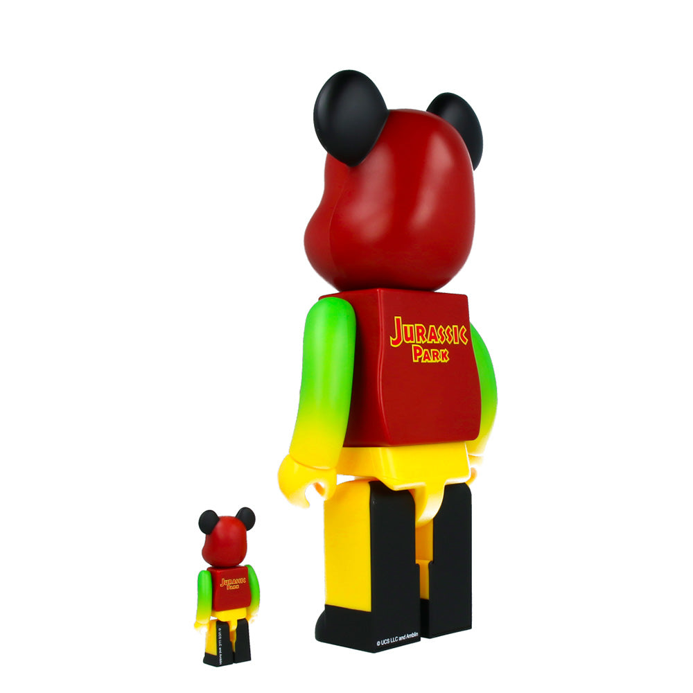 400% + 100% Bearbrick Jurassic Park Collectible Figures (Green & Yellow) - Perfect for Home Display, Office Decor & Anime Collector's Showcase