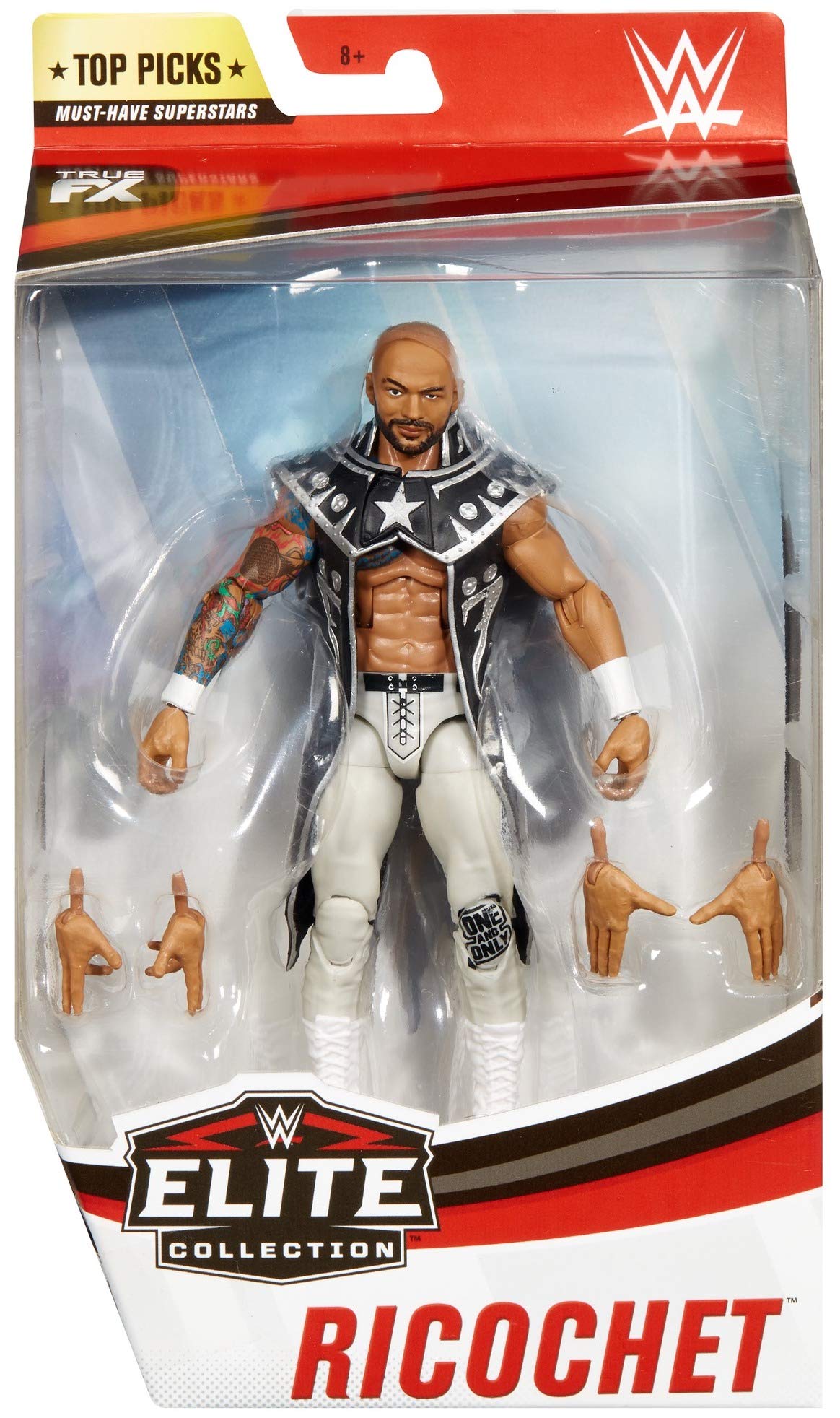 WWE Mattel Ricochet Elite Collection 6-Inch Action Figure with Accessories - Authentic Wrestling Collectible for Display & Play