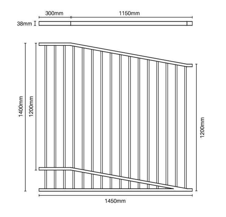 Six Star Raked Aluminum Pool Fence Panel - 1400mm Height, Flat Top Design in Black | Durable Safety Barrier for Backyard, Inground & Above Ground Pools