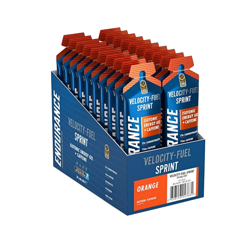 Applied Nutrition Endurance Velocity Sprint Gel - 20 Pack x 60ml Orange Flavor | Energy Boost for Runners, Cyclists & Athletes | Perfect for Marathon Training & Endurance Sports