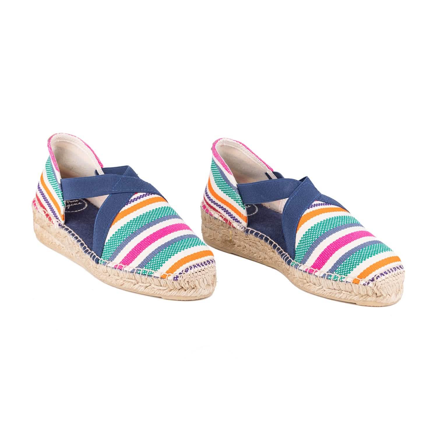 Vegan Striped Cotton Blend Flat Espadrilles for Women - Comfortable Summer Casual Shoes for Beach, Travel & Everyday Wear - Estartit