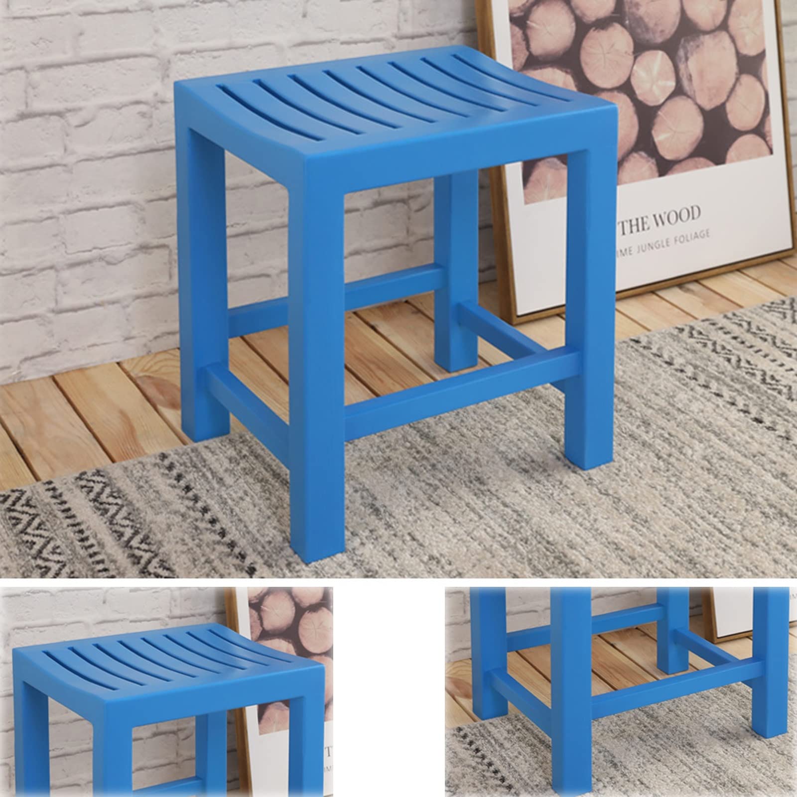 Waterproof Wooden Shower Bench - Non-Slip Bathtub Stool for Adults & Elderly - Spa Bath Chair with Modern Design (44x38x46cm) - Perfect for Bathroom, Shower, and Changing Shoes