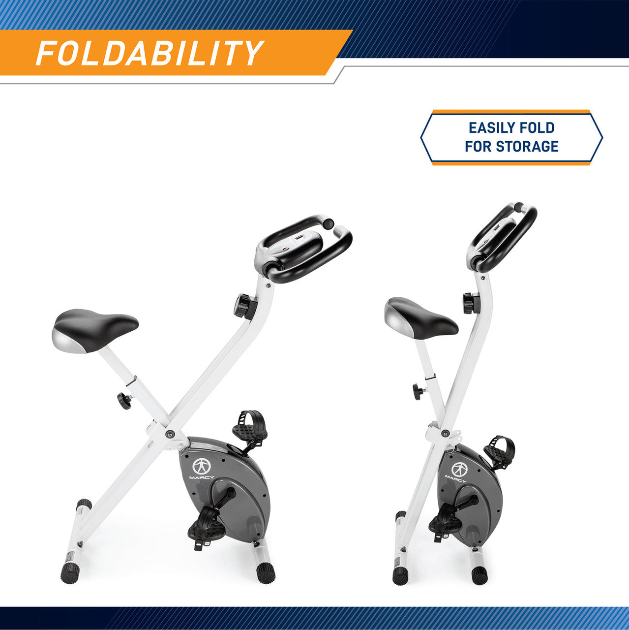 Foldable Upright Exercise Bike for Home Gym - Marcy NS 652 | Compact Cardio Workout Equipment for Small Spaces | Perfect for Apartment, Office & Indoor Cycling Training