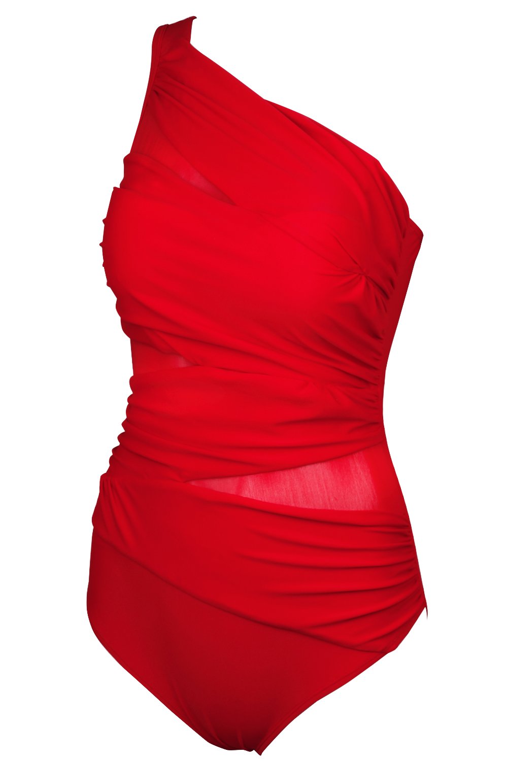 Freebily Women's One Shoulder One Piece Swimsuits - Sexy Mesh See Through Bathing Suit for Beach, Pool & Summer Vacation