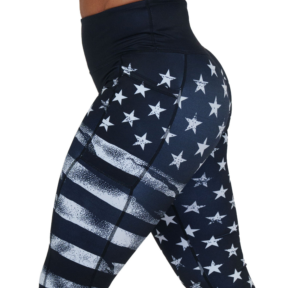 Stars & Stripes Leggings - Patriotic American Flag Yoga Pants for Women - Perfect for 4th of July, Workouts & Casual Wear