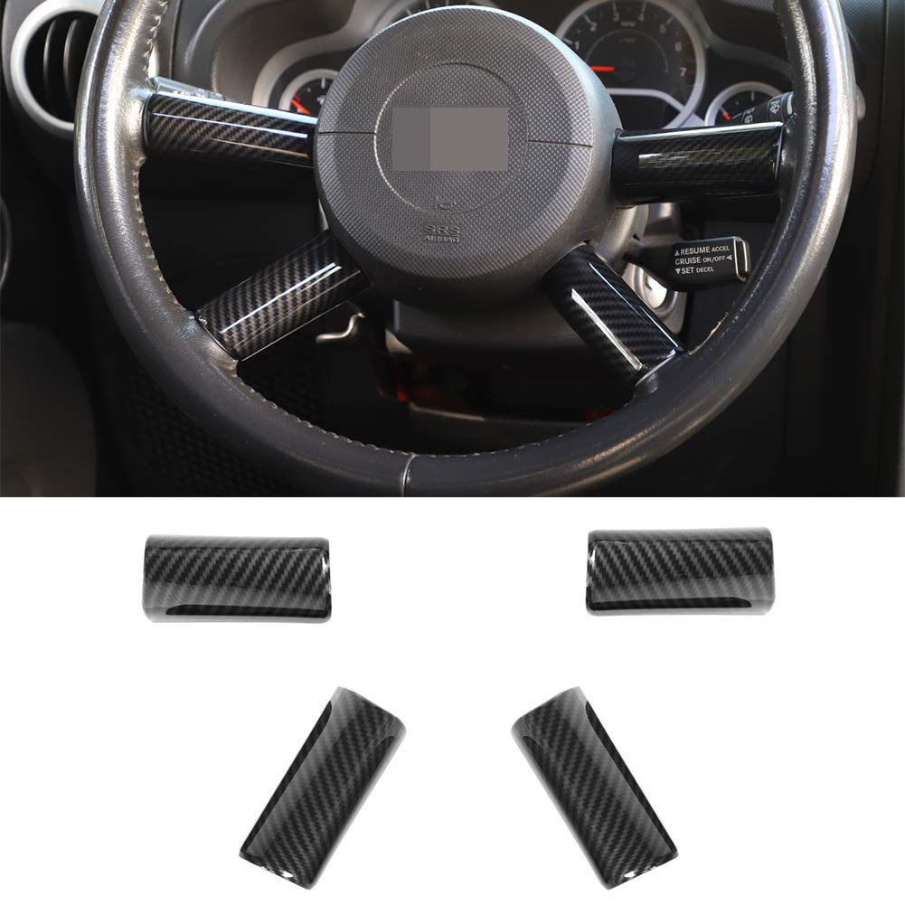Carbon Fiber Steering Wheel Trim Cover for 2007-2010 Jeep Wrangler JK - Upgrade Interior with Premium Auto Accessories for Off-Road & Daily Driving