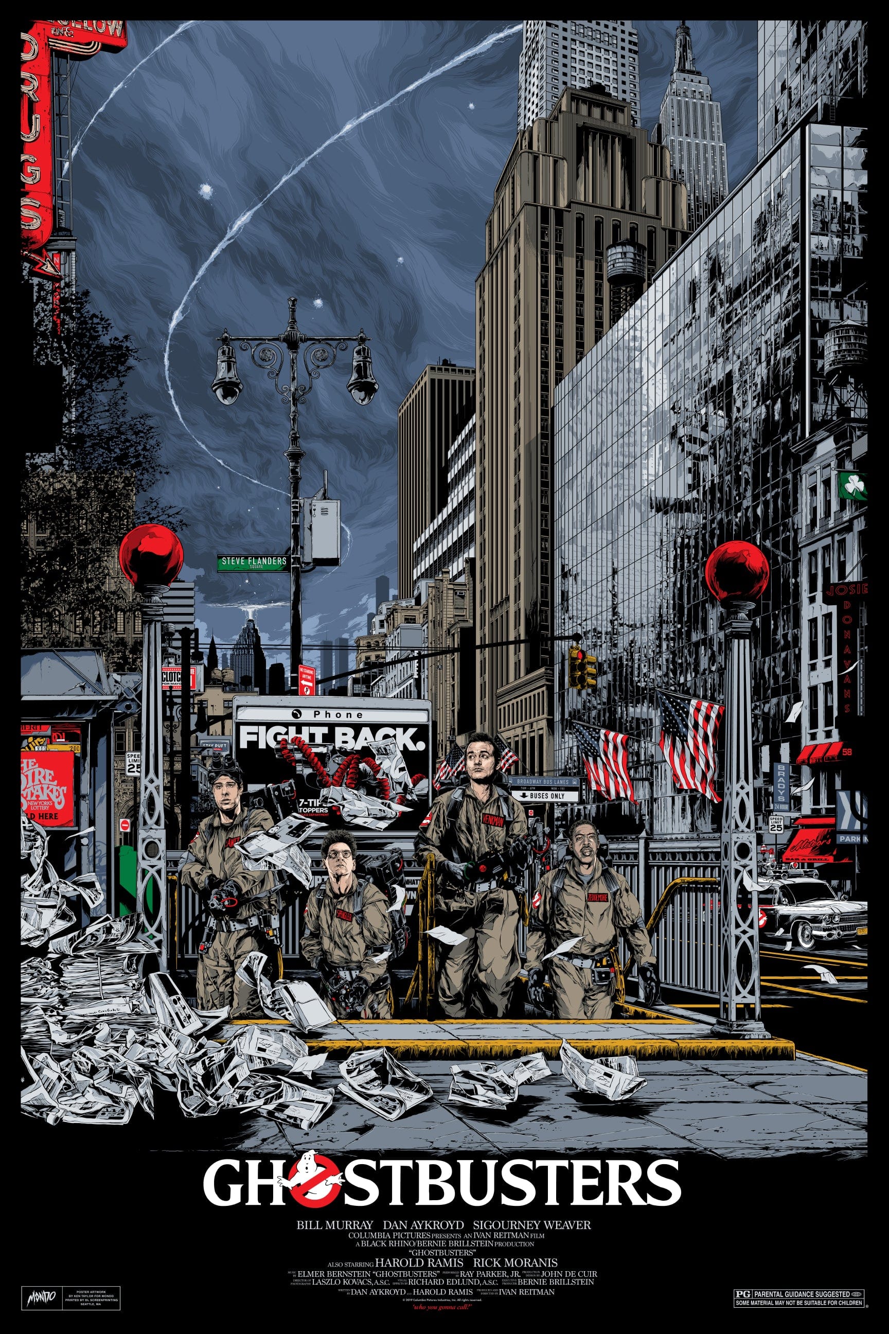 Ghostbusters Movie Poster by Ken Taylor - Vintage Horror Art Print for Home Theater, Office & Man Cave Decor