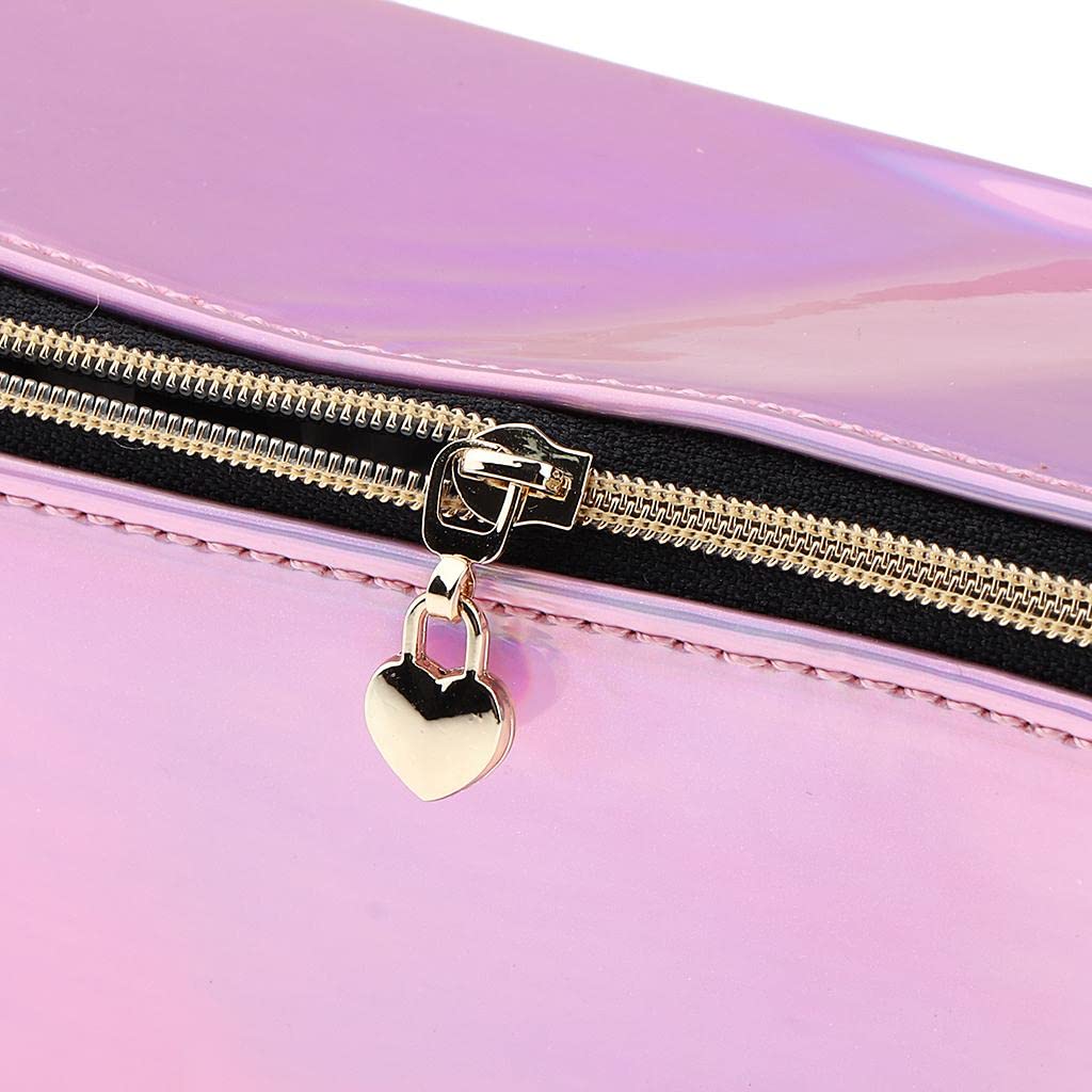 Losa Specular Waterproof Makeup Bag Travel Organizer - Pink Zippered Cosmetic Case for Women, Perfect for Travel, Gym, and Daily Essentials Storage