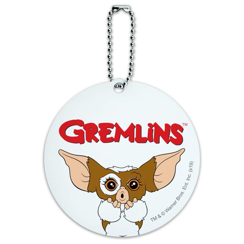 Gremlins Gizmo Logo Round Luggage ID Tag - Durable Suitcase Name Tag for Carry-On Bags - Perfect for Travel, Airports & Vacation Identification