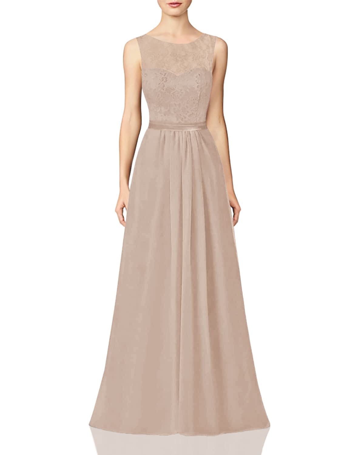 Elegant Long Lace Bridesmaid Dresses for Prom & Formal Evening Events - A-Line Chiffon Gowns Perfect for Weddings, Galas & Special Occasions