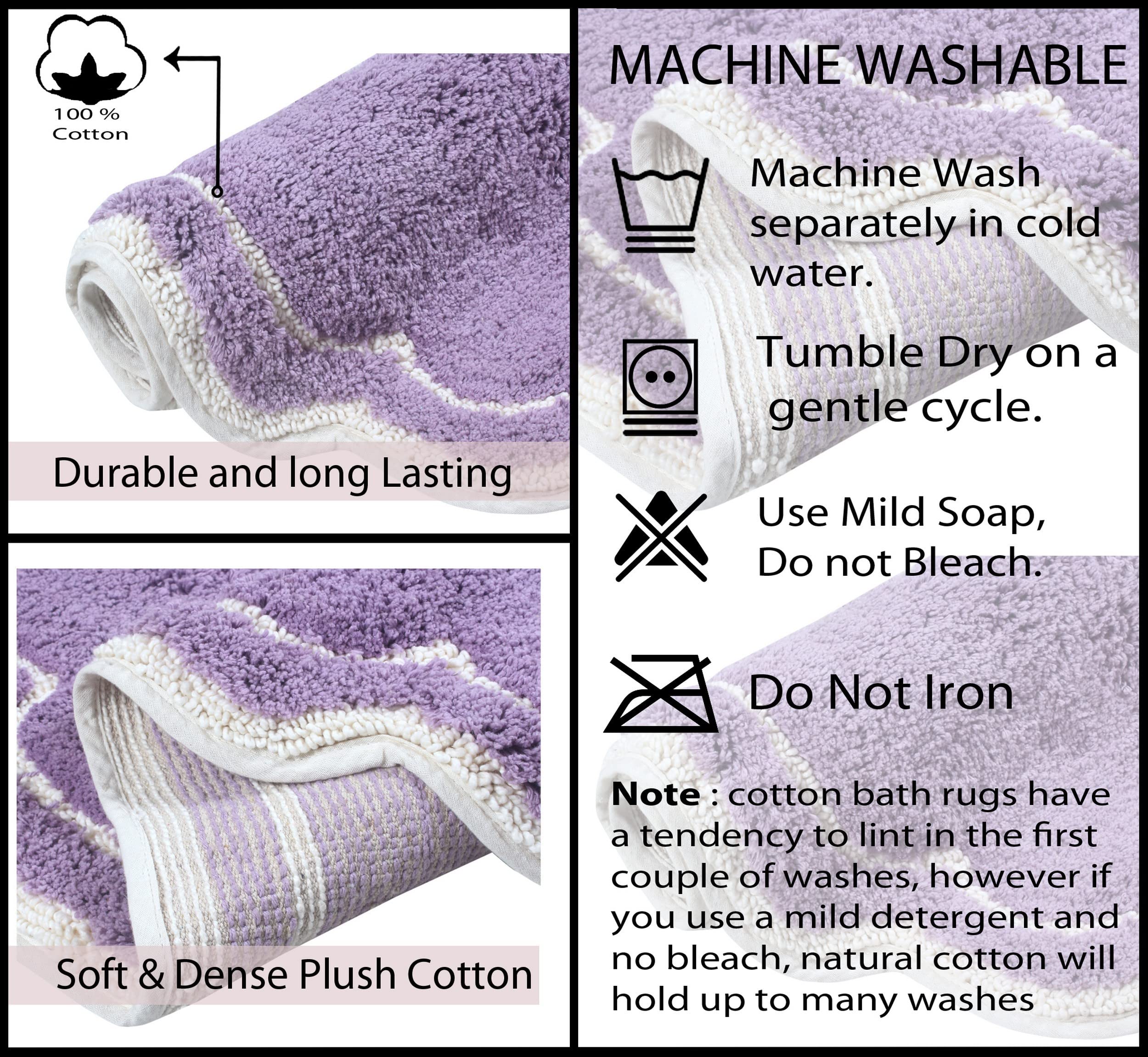 Premium U-Shaped Toilet Rug - Extra Thick Non-Slip Bath Mat, 100% Cotton Soft & Absorbent, Machine Washable 20