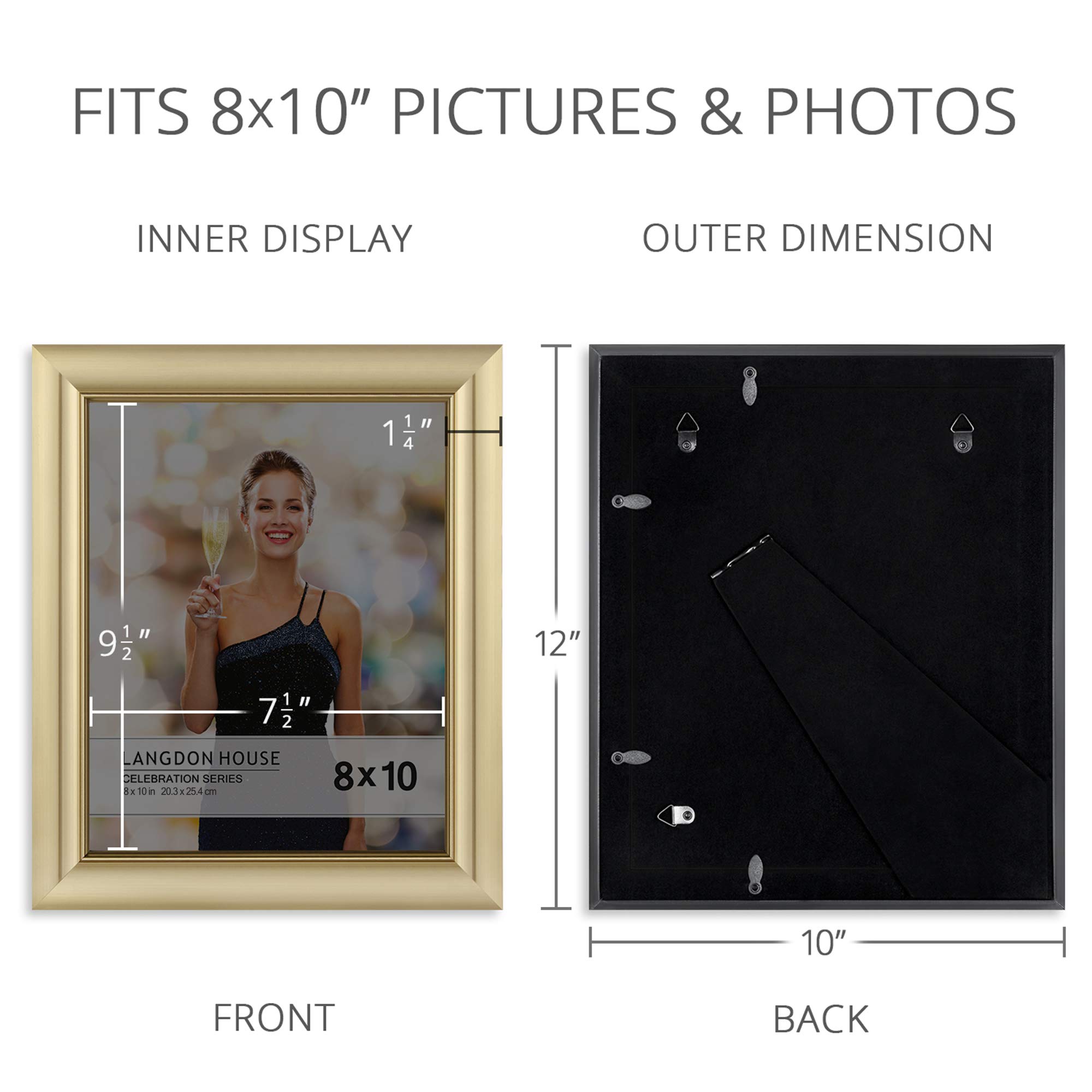 Gold 8x10 Picture Frames 3 Pack - Wall or Tabletop Photo Frames for Home Decor & Gifts
