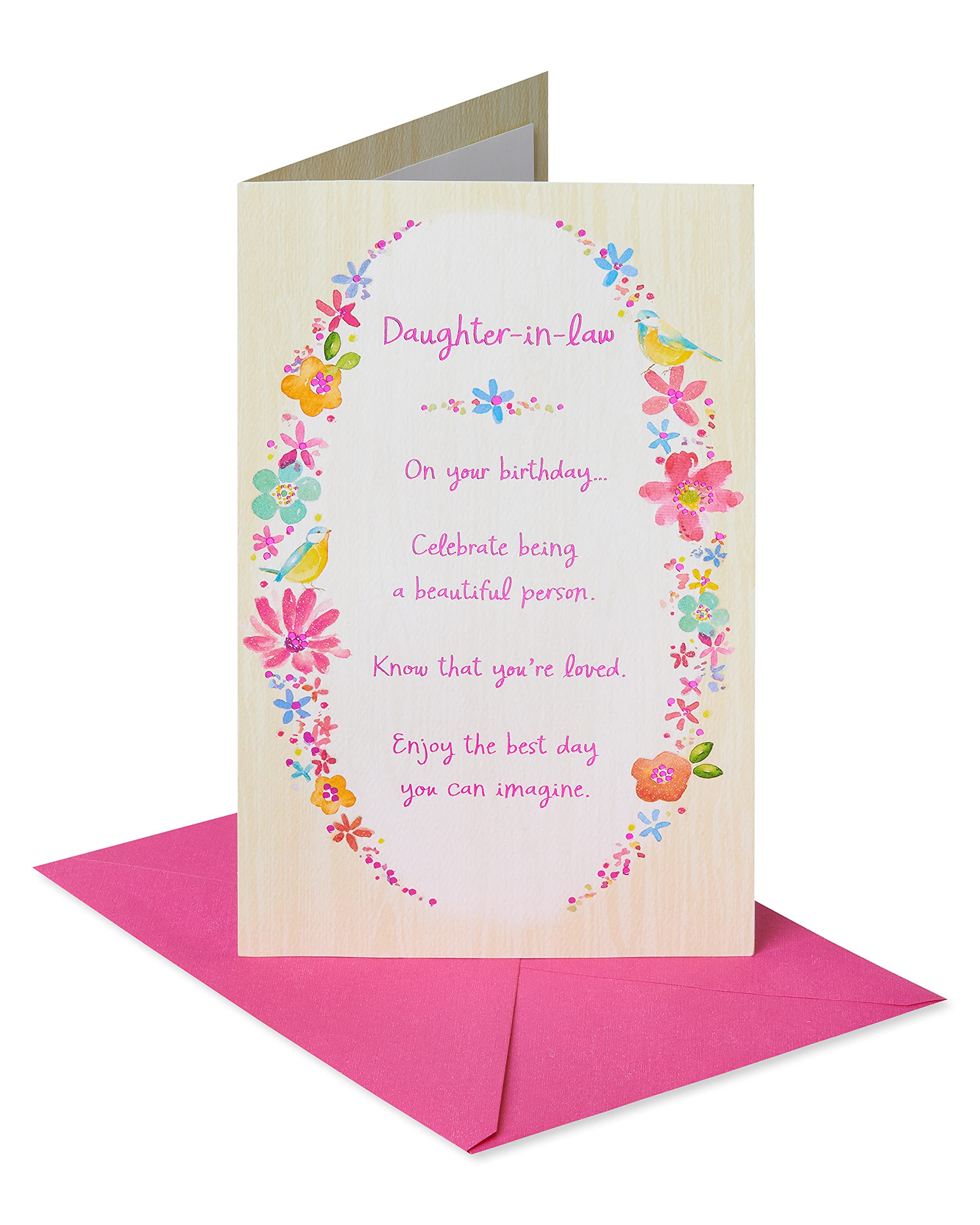 American Greetings Birthday Card for Daughter-In-Law - Beautiful Person Floral Design - Perfect for Special Occasions & Heartfelt Messages