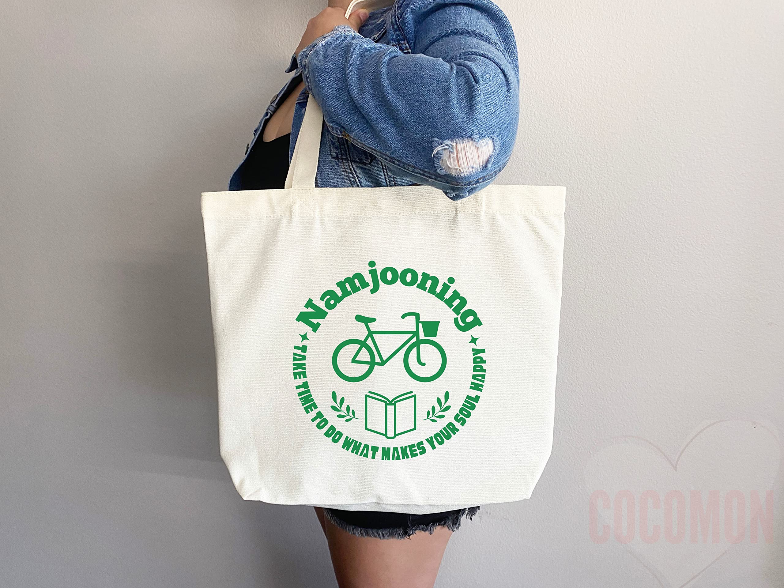 KPOP Tote Bag with Matching Pouch - BTS Merchandise Featuring RM, Jimin, Jungkook, J-Hope & Suga - Cute Kpop Accessories for Concerts, School & Daily Use