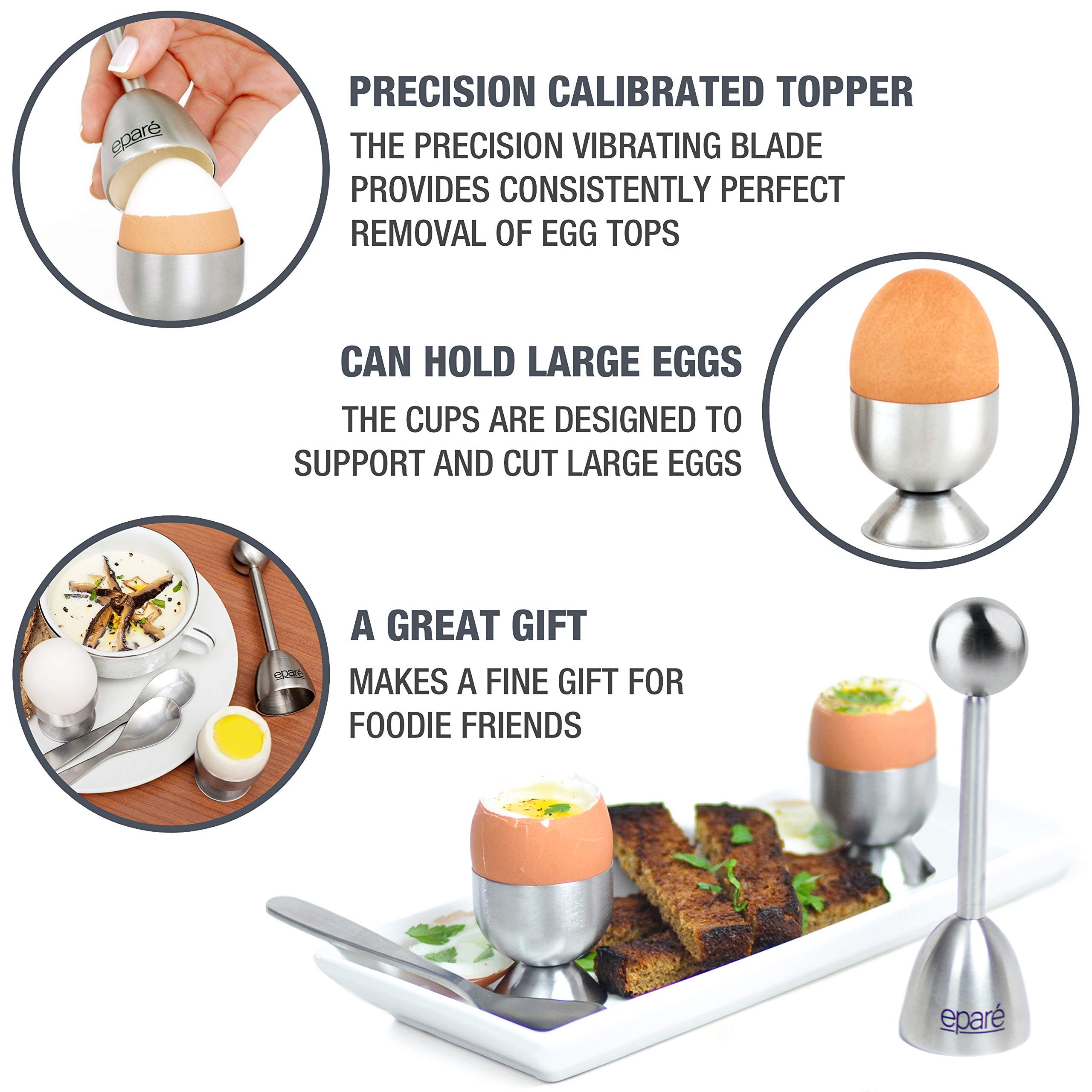Premium Electric Salt & Pepper Grinder Set with Steel Egg Cracker - Battery Powered Ceramic Burr Mill & Complete Soft Boiled Egg Tool Kit for Kitchen, Dining & Gourmet Cooking