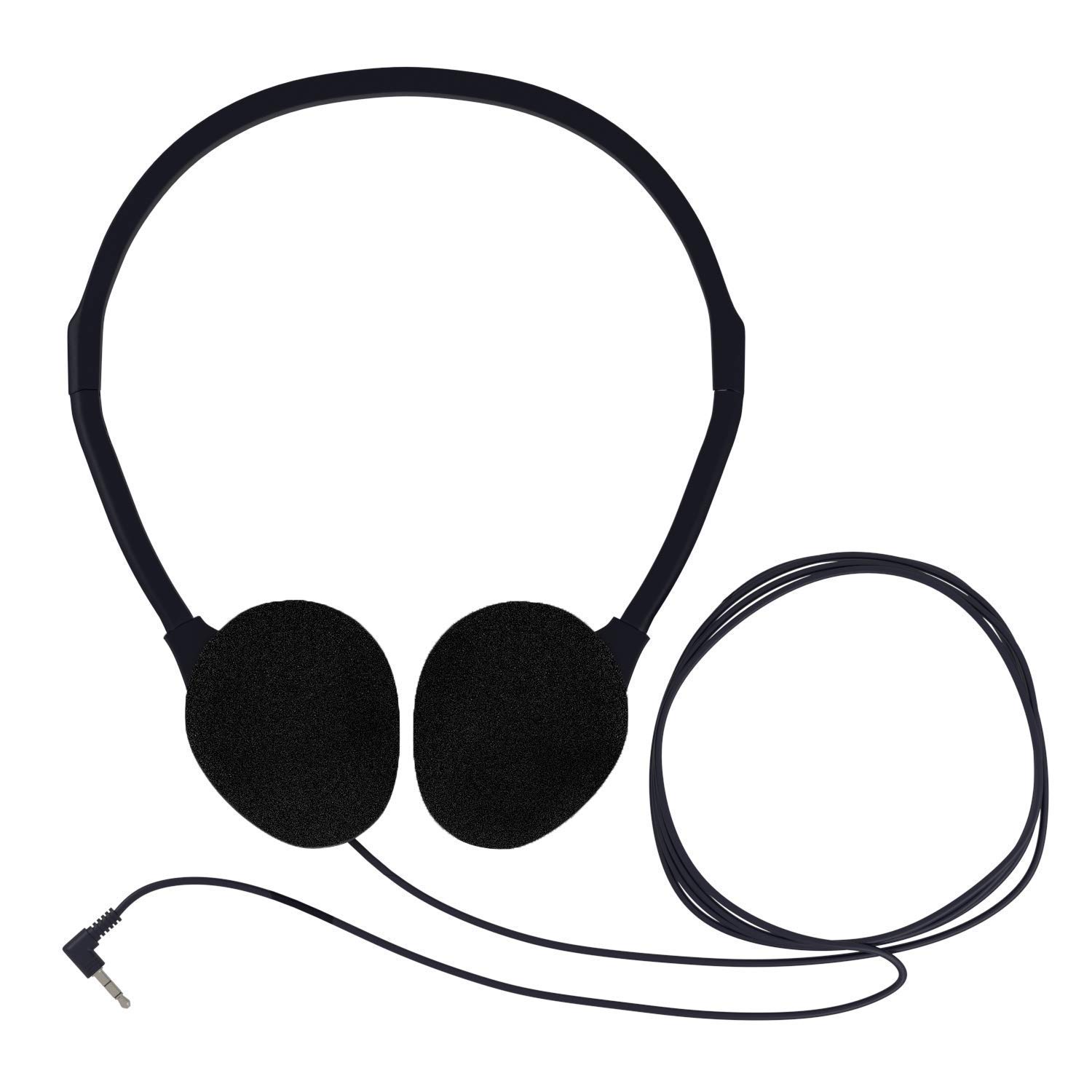 Bulk On-Ear Headphones 100 Pack - 3.5mm Jack Wired Headphones for Schools, Offices & Events - Black Noise Cancelling Headphones for Students, Call Centers & Travel