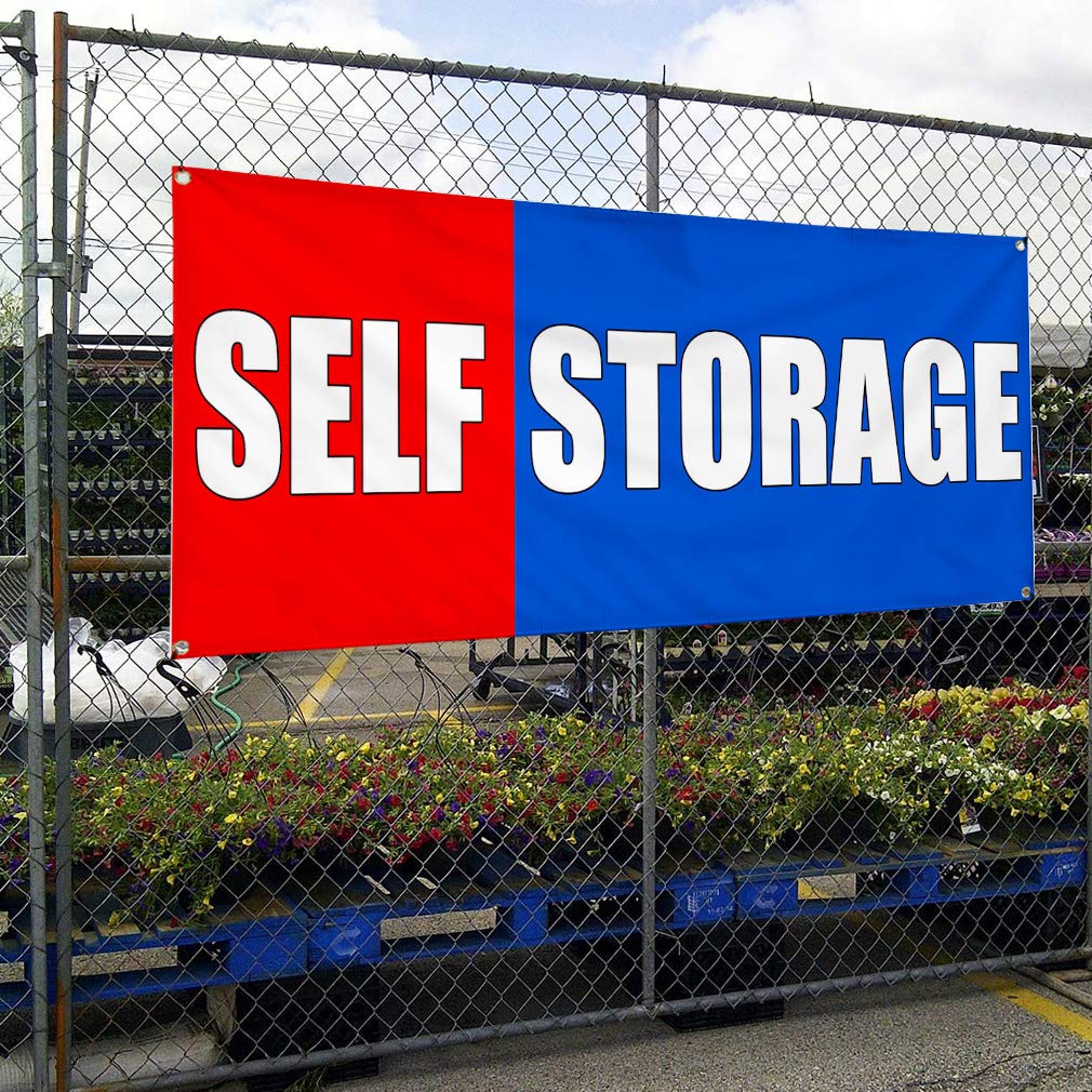 Vinyl Banner Multiple Sizes - Durable Outdoor Weatherproof Business Sign with 8 Grommets (48x96 Inches) - Perfect for Self Storage, Industrial Yard & Commercial Advertising